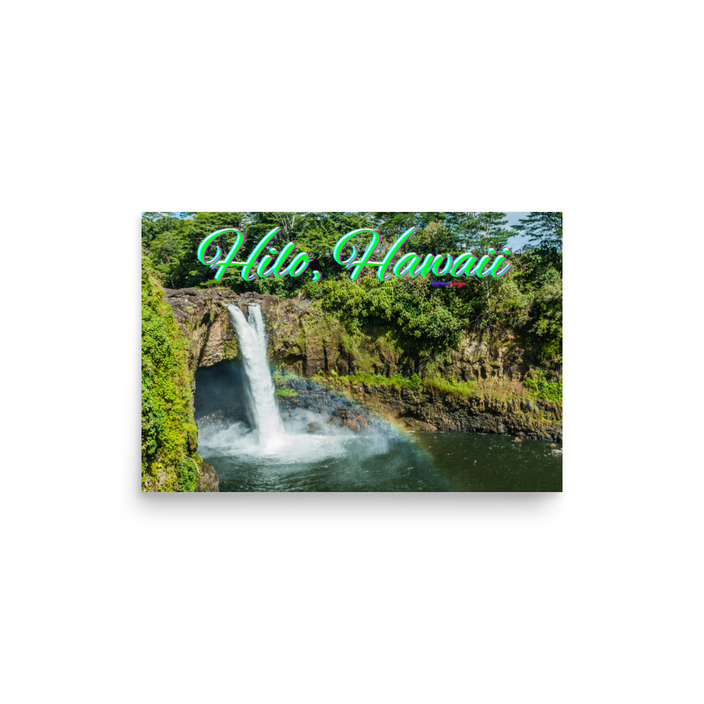 Rainbow, Water Falls in Hilo Hawaii, Poster