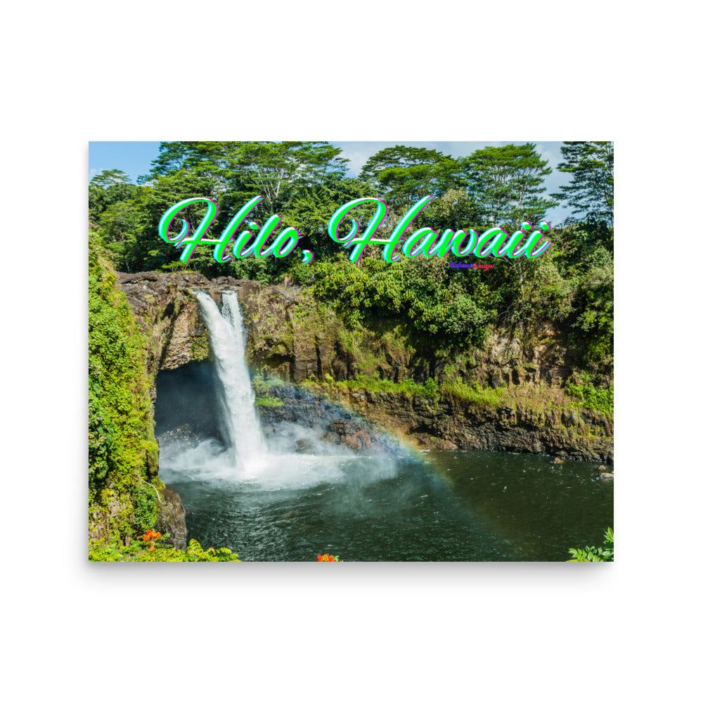 Rainbow, Water Falls in Hilo Hawaii, Poster
