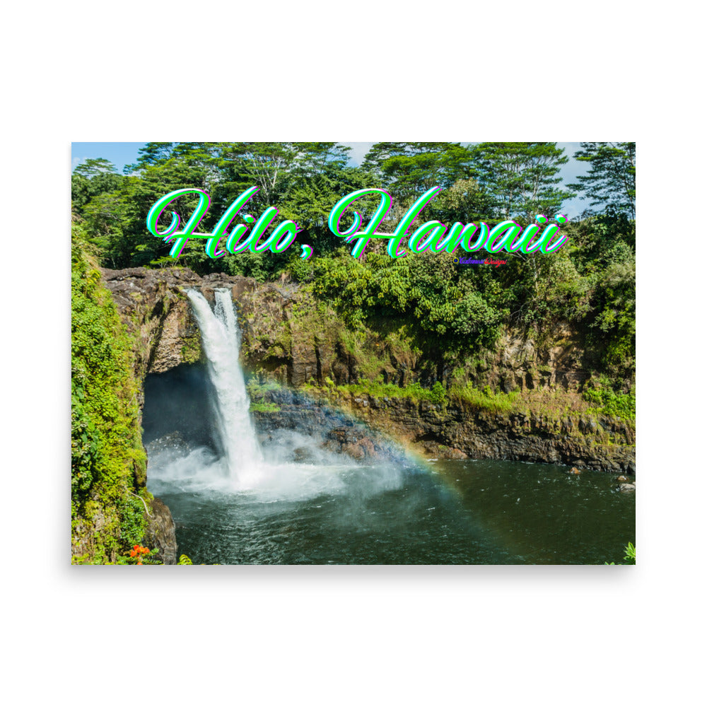 Rainbow, Water Falls in Hilo Hawaii, Poster