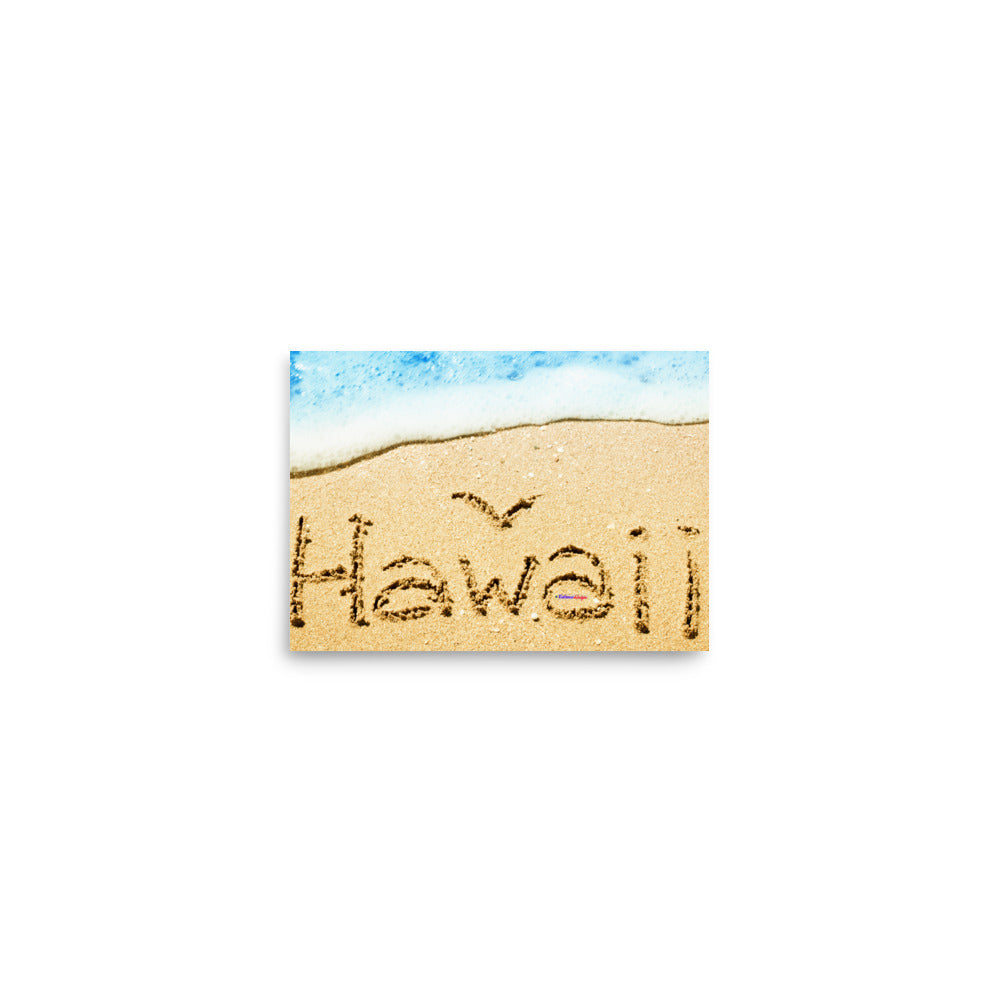 Hawaii Bird Written in Sand on Beach, Poster