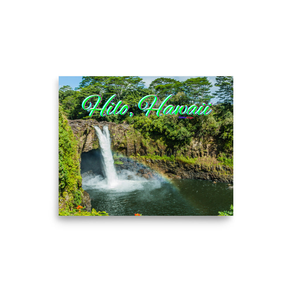 Rainbow, Water Falls in Hilo Hawaii, Poster