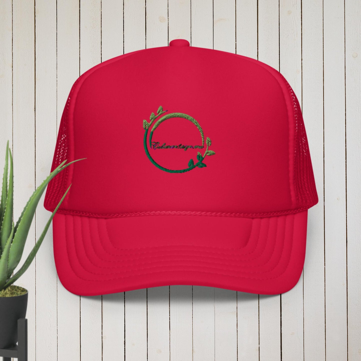 Green Tree Leaf Ecology Nature Element, Foam trucker hat