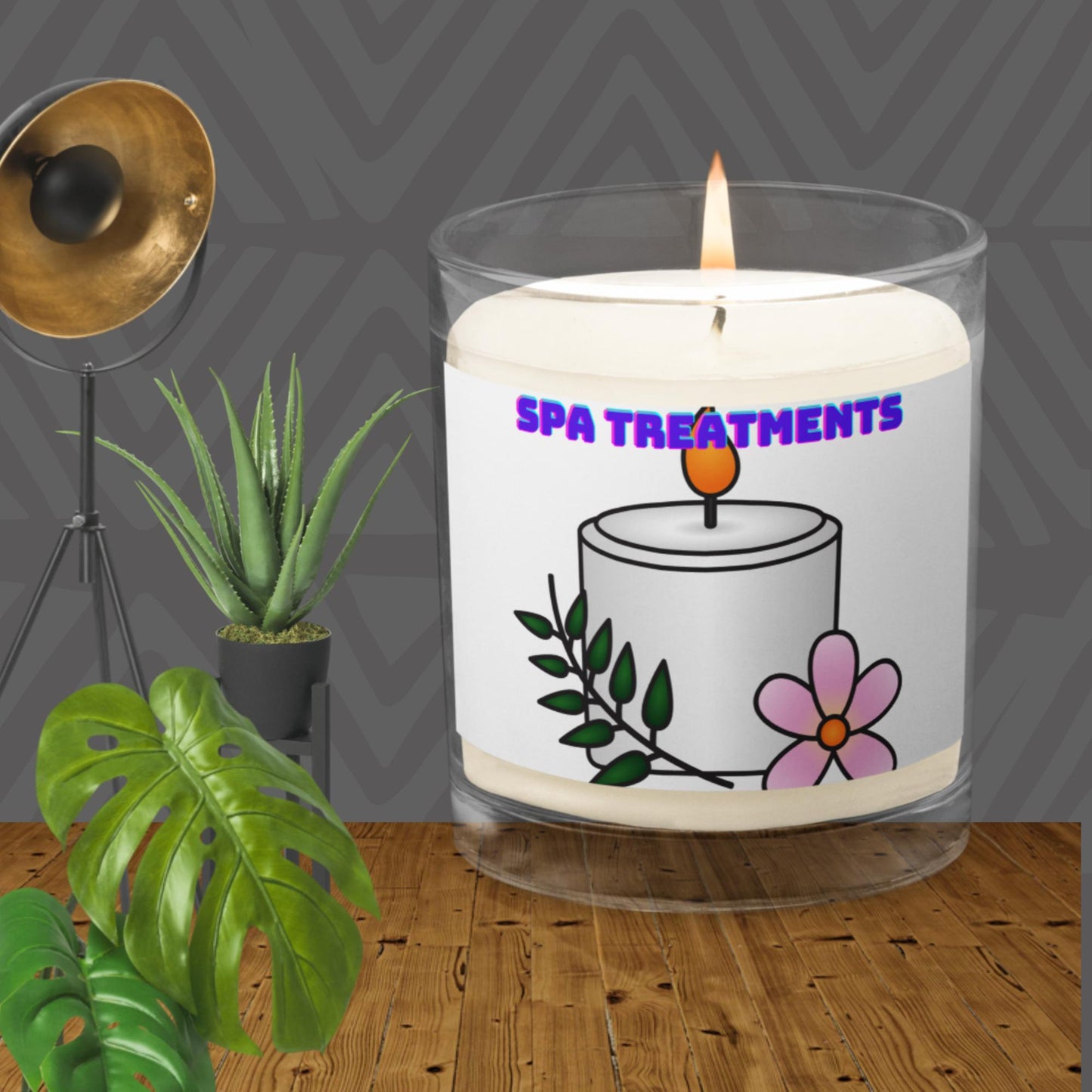 Spa Treatments, Glass jar soy wax candle