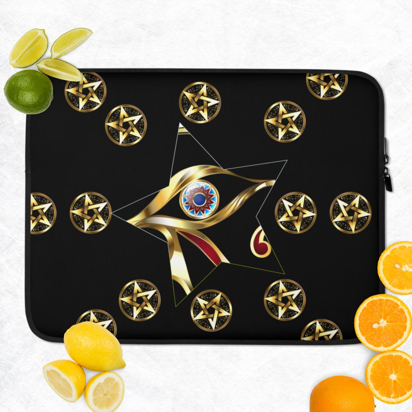 Gold Eye of Horus, Golden, eye, magic gold star, Laptop Sleeve