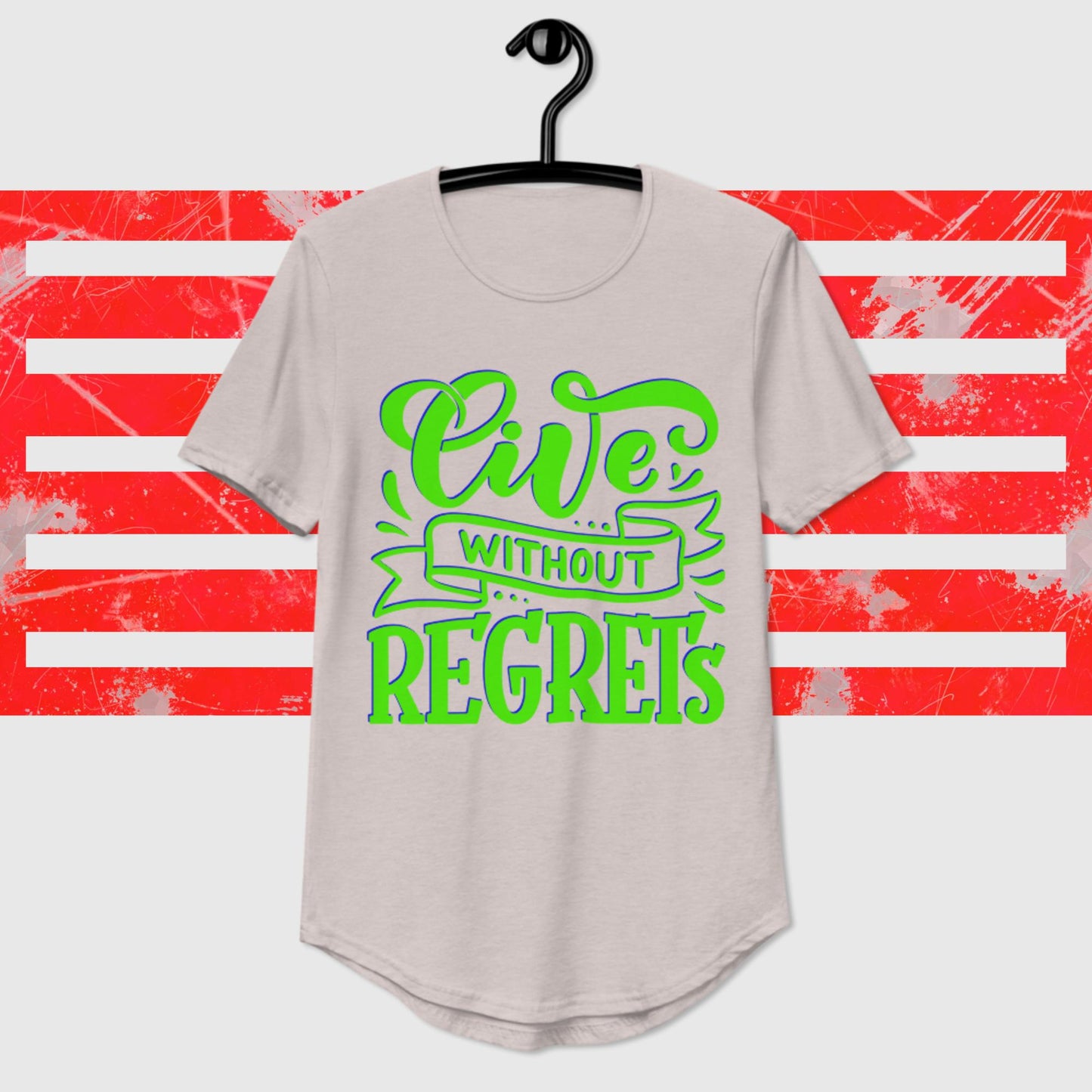 Live Without Regrets, Men's Curved Hem T-Shirt