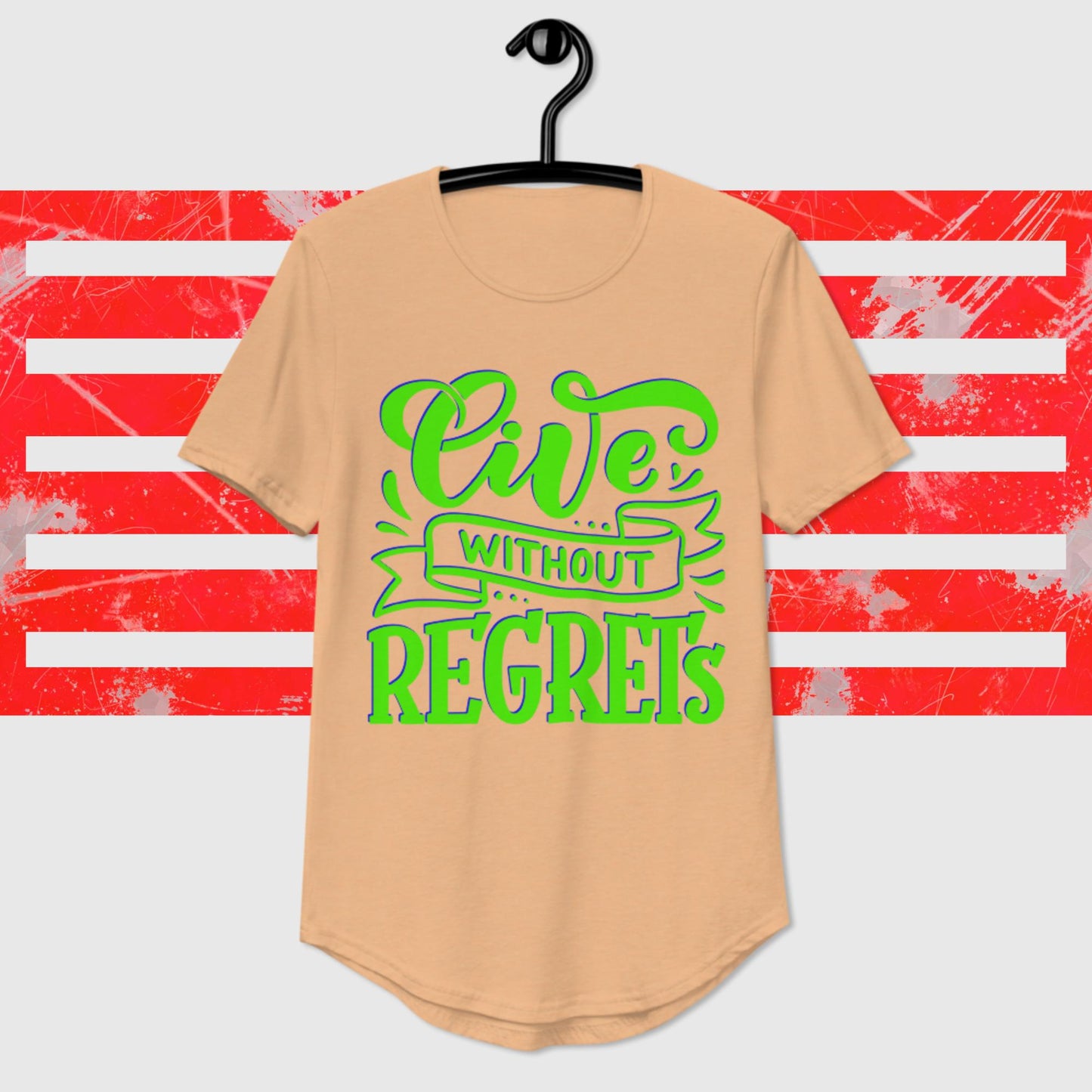 Live Without Regrets, Men's Curved Hem T-Shirt
