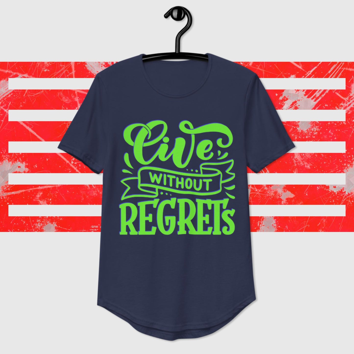 Live Without Regrets, Men's Curved Hem T-Shirt