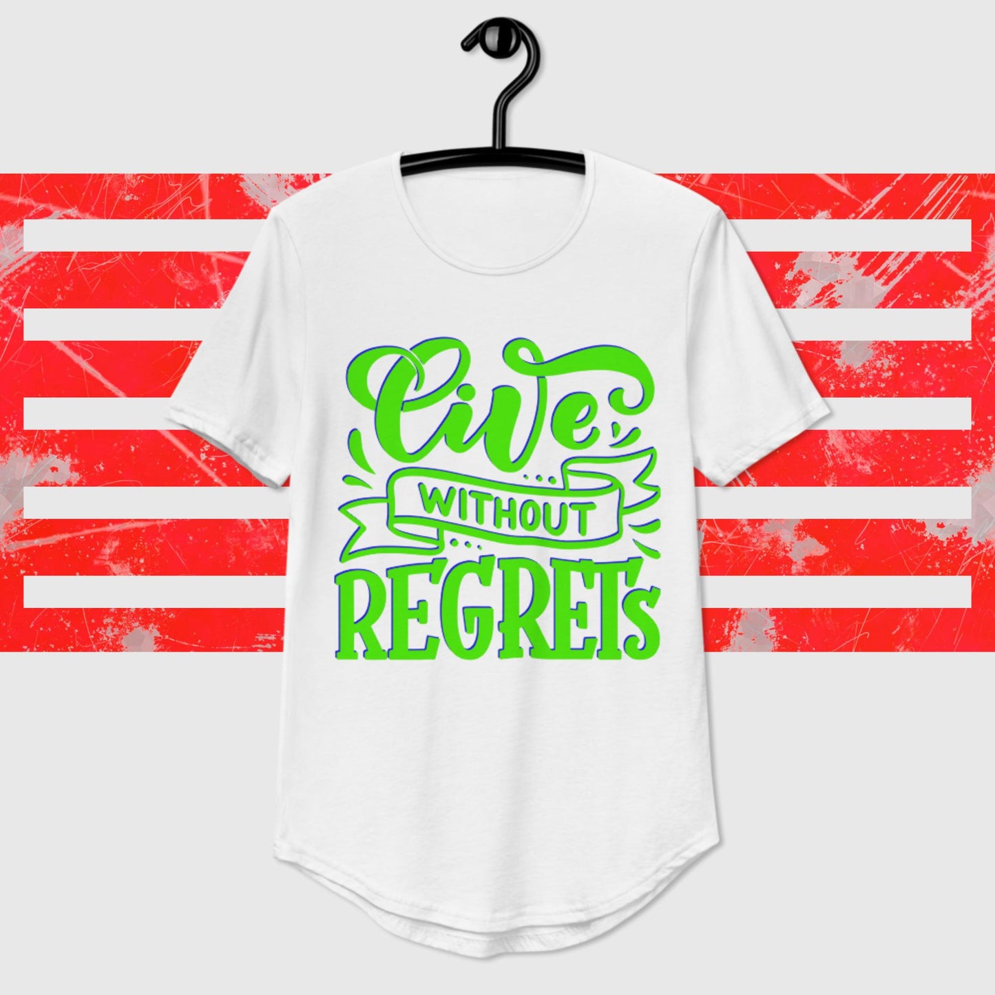 Live Without Regrets, Men's Curved Hem T-Shirt