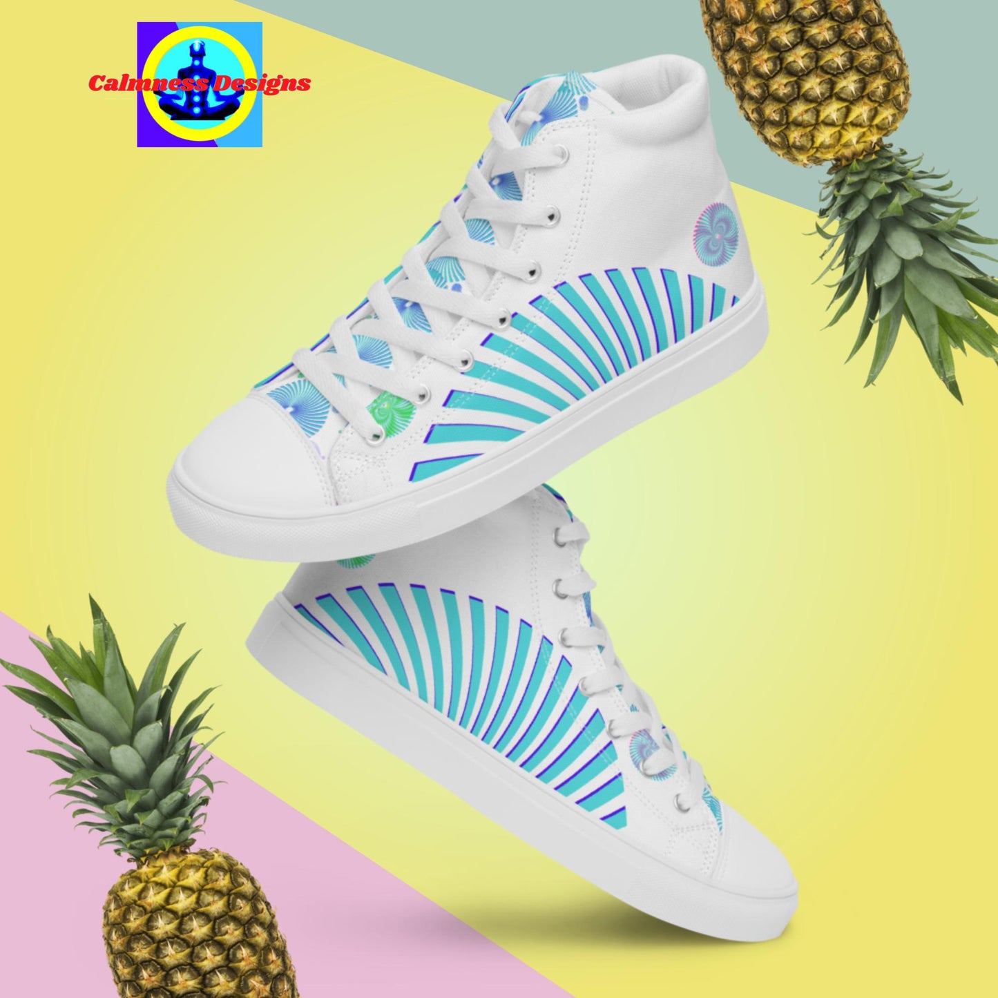 Graphic Sunburst, Designer's Styles, Men’s high top canvas shoes
