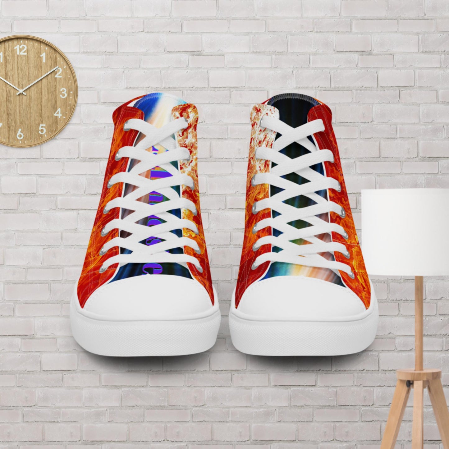 Powerful and Bright Abstract Sun, Color, Men’s high top canvas shoes