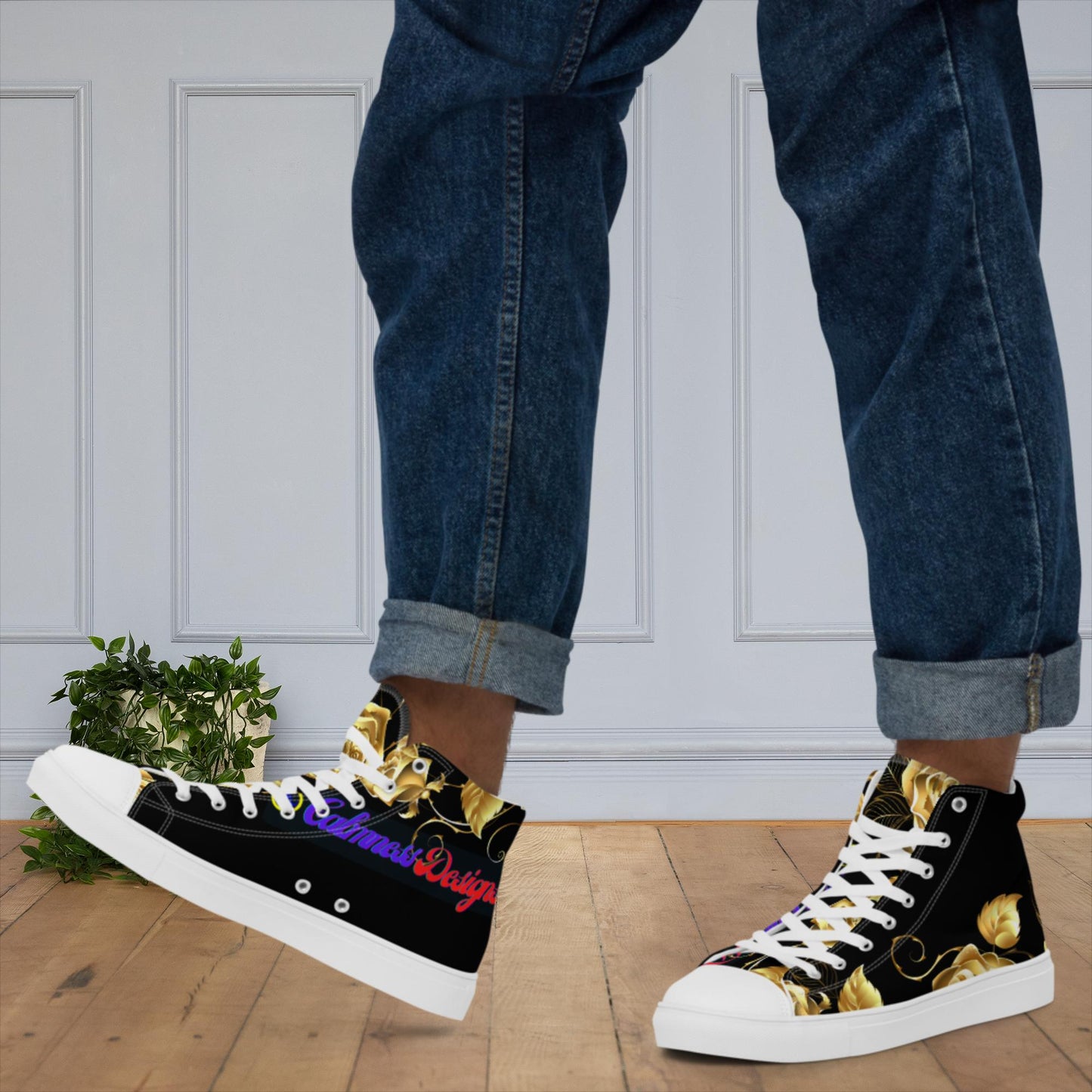 Rose Gold Designs, Men’s high top canvas shoes