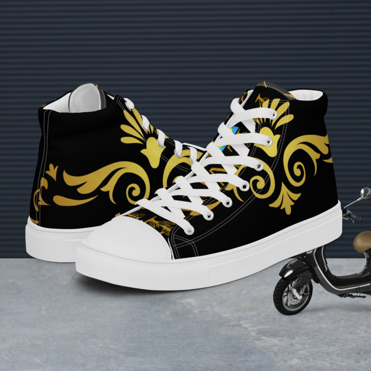 Calmness Designs Ornament Line, Men’s high top canvas shoes