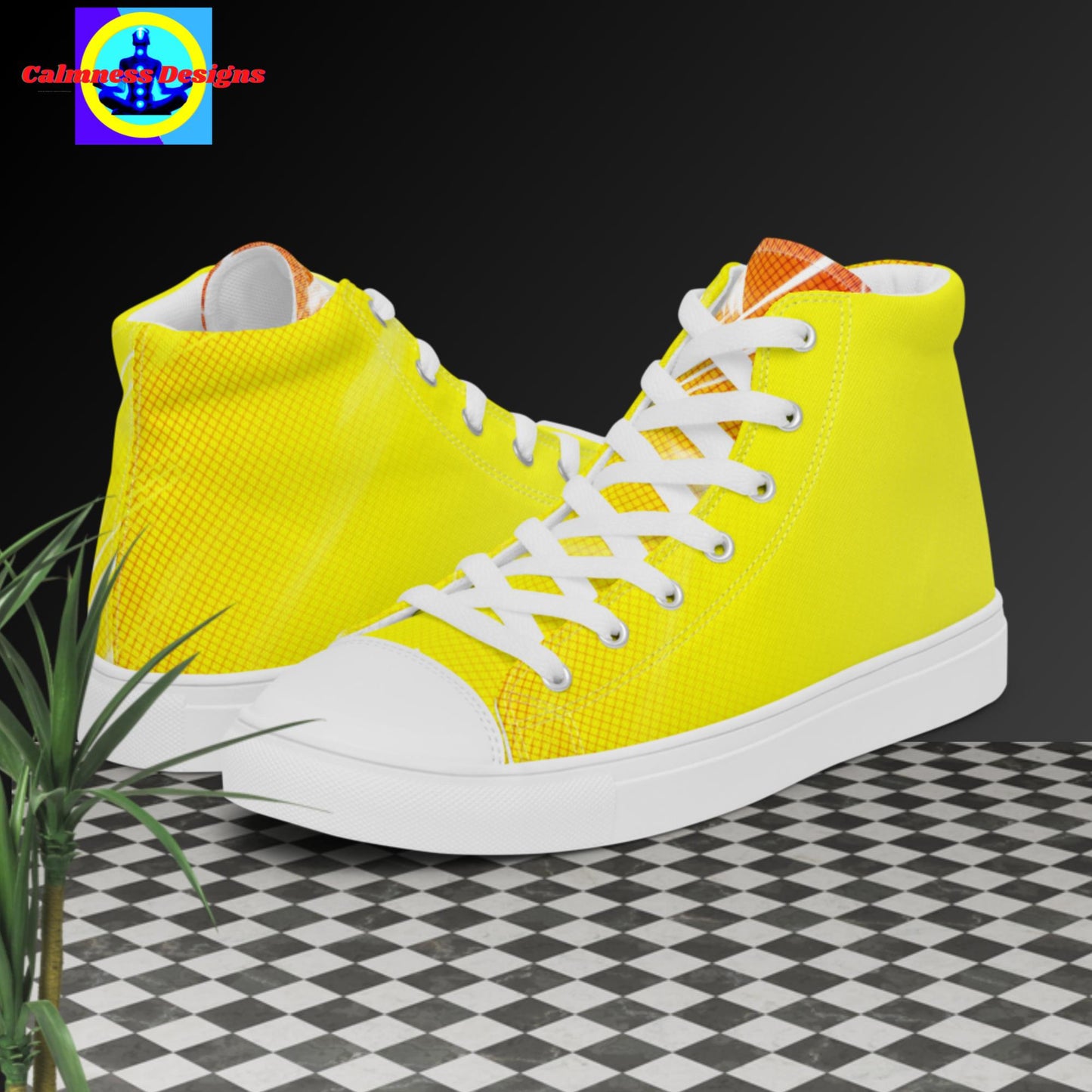 Yellow Blur Designer's Methods, Men’s high top canvas shoes