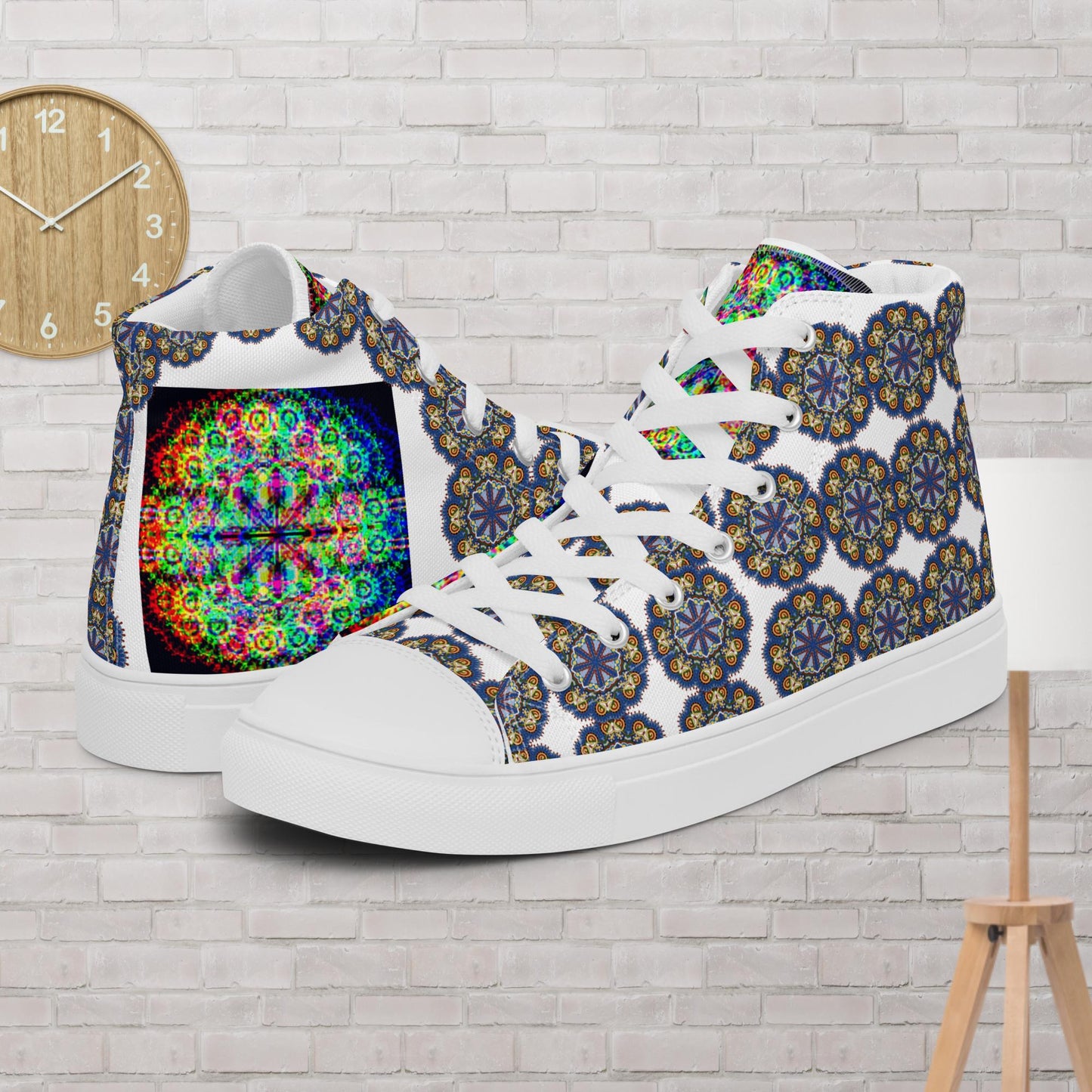 Flower of Life Pattern Illustration, Men’s high top canvas shoes