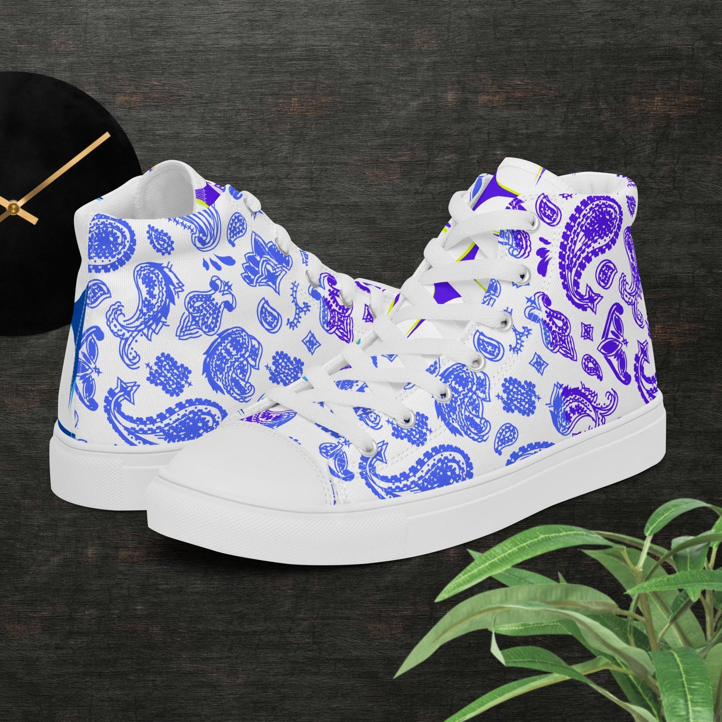 Sparkling Stars, Parsley, Bandana, Men’s high top canvas shoes