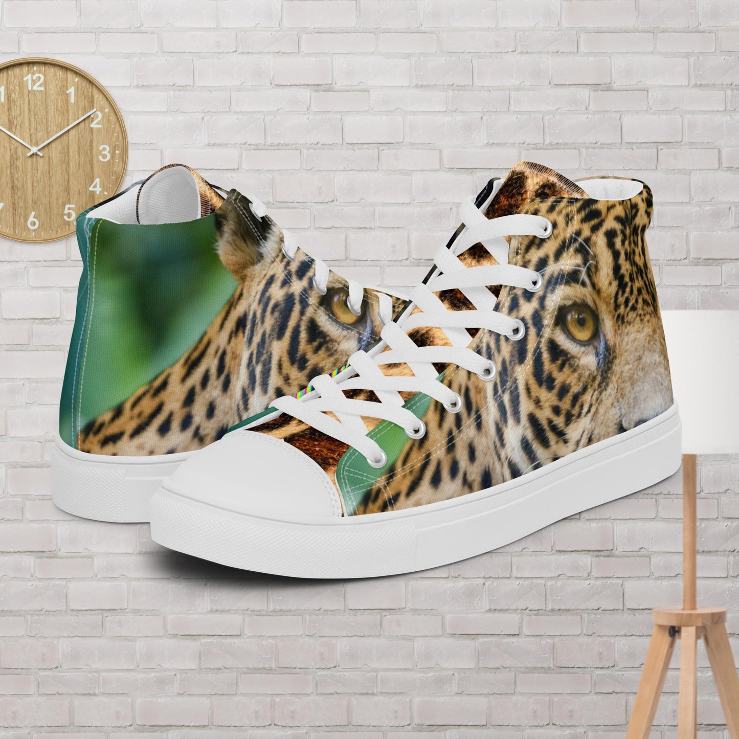 Jaguar Looking, Wetlands, Brazil, Men’s high top canvas shoes