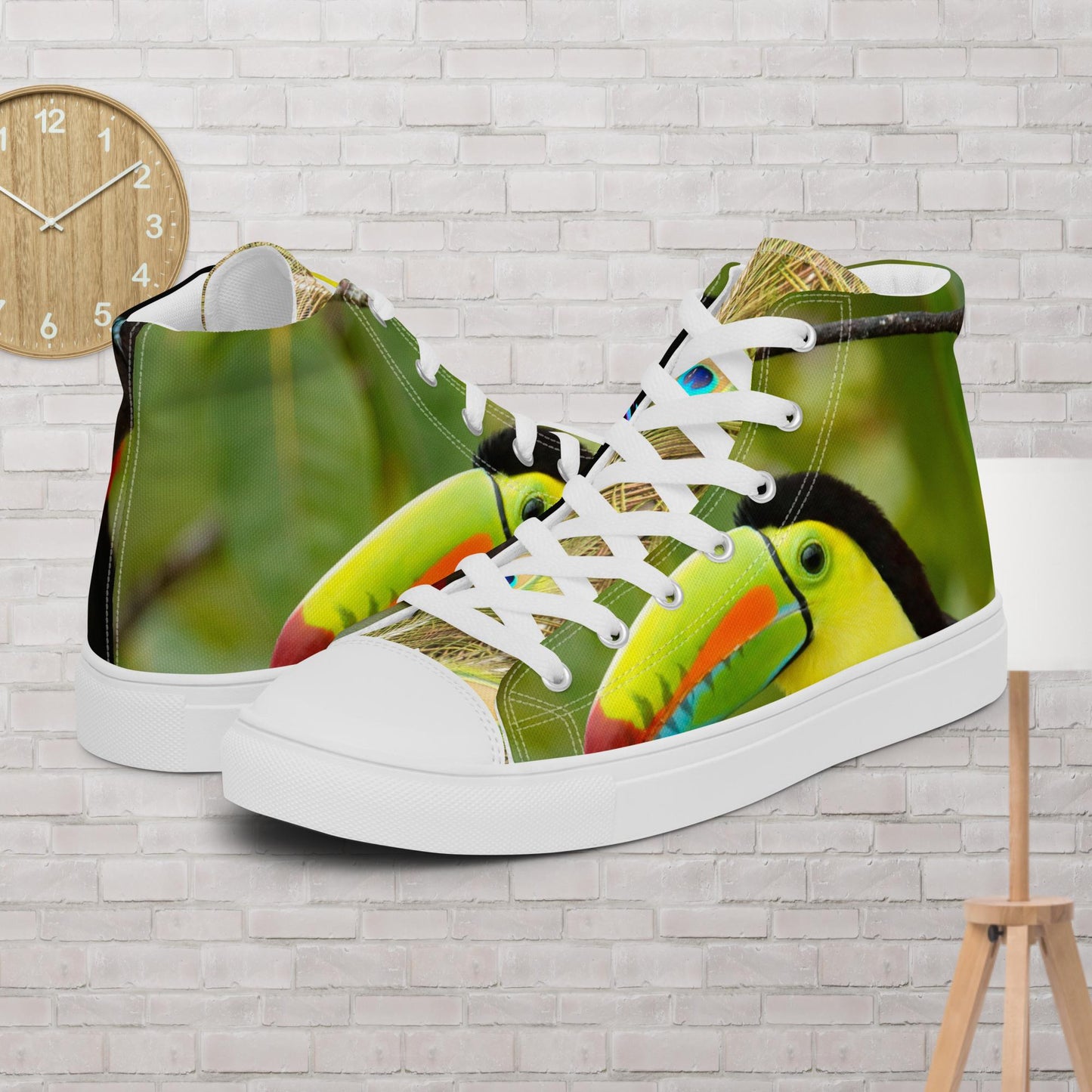 Keel-Billed Toucan, Ramphastos Sulfuratus, Bird Nature, in Central America, Men’s high top canvas shoes