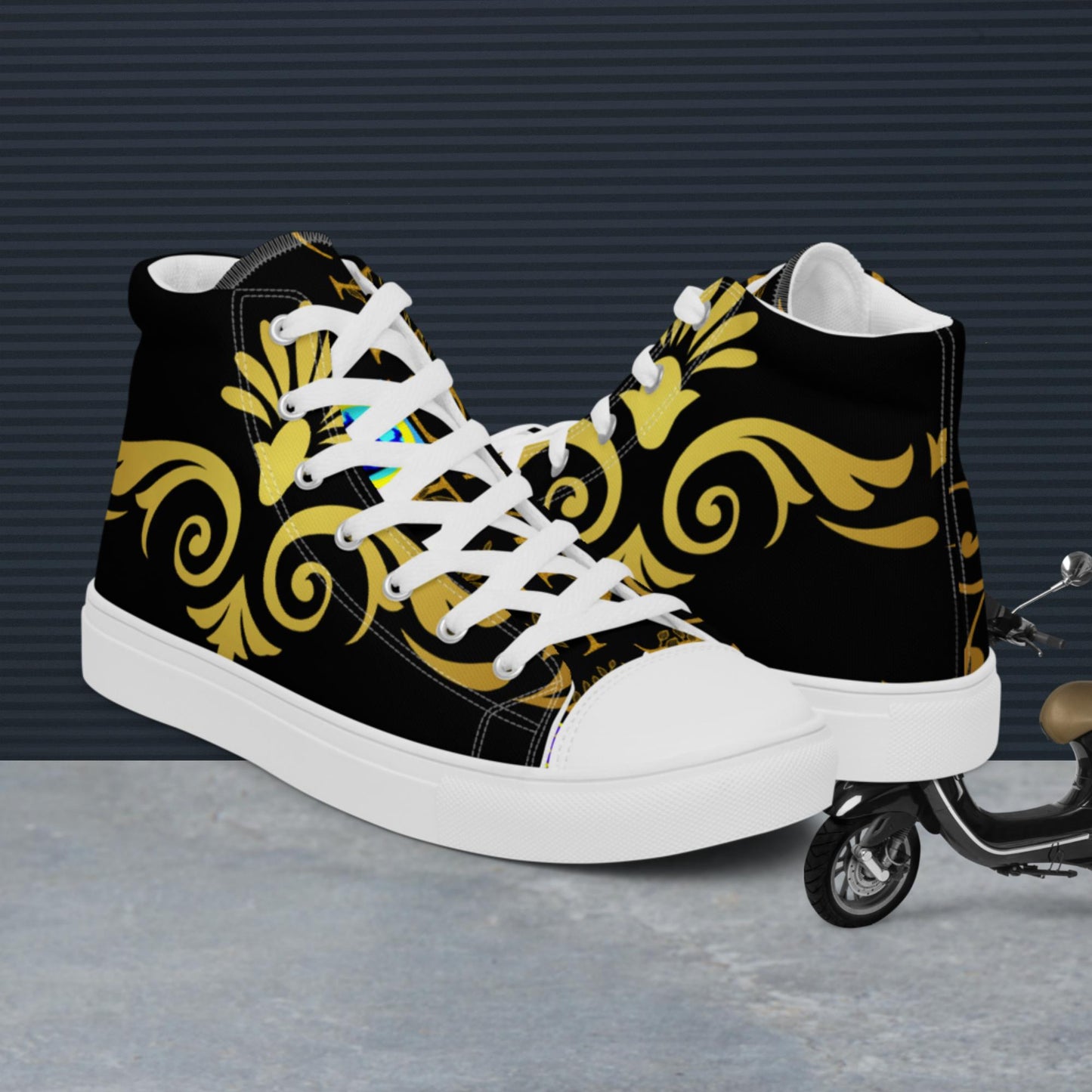 Calmness Designs Ornament Line, Men’s high top canvas shoes
