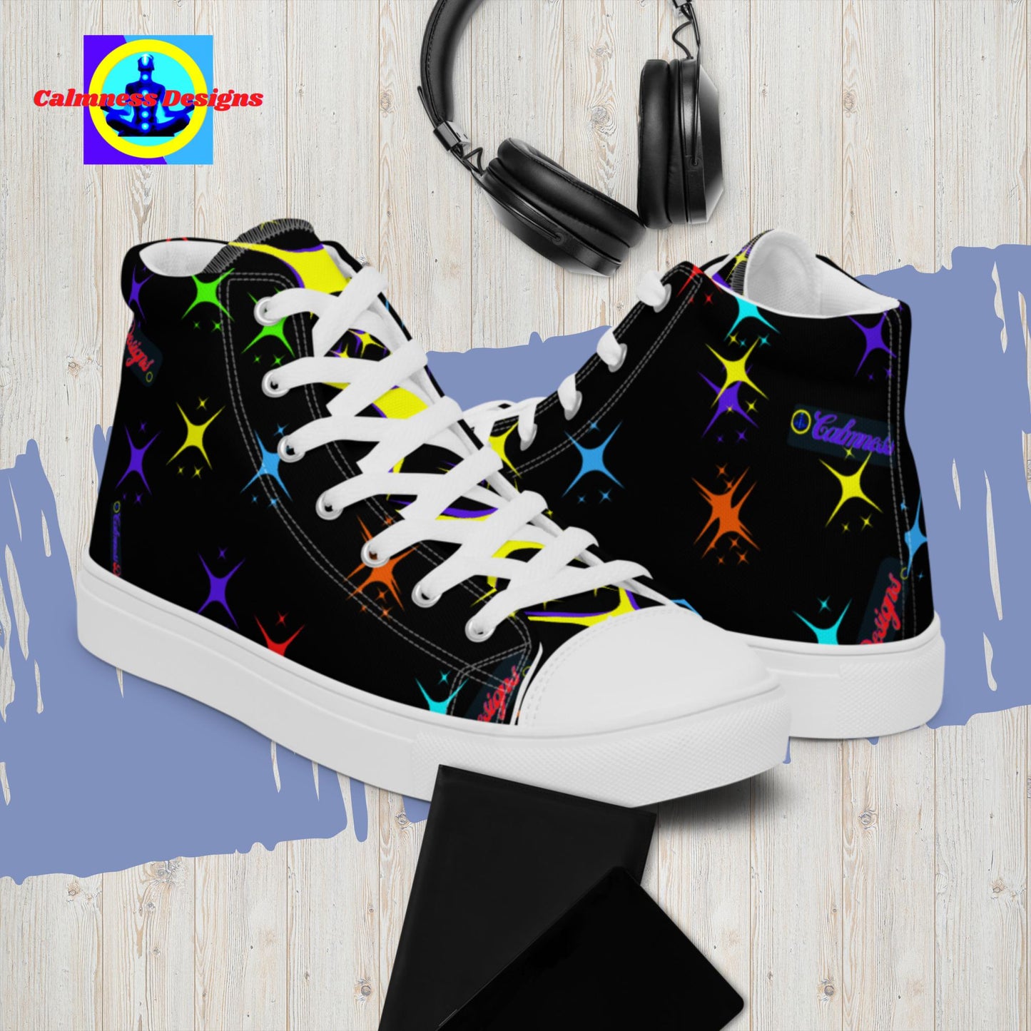 Diamond Stars Designer, Men’s high top canvas shoes