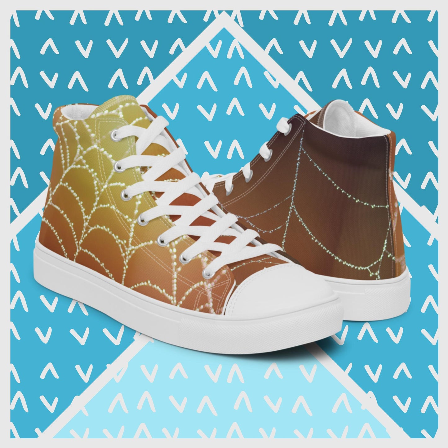 Morning Dew on Spider Web, Men’s high top canvas shoes