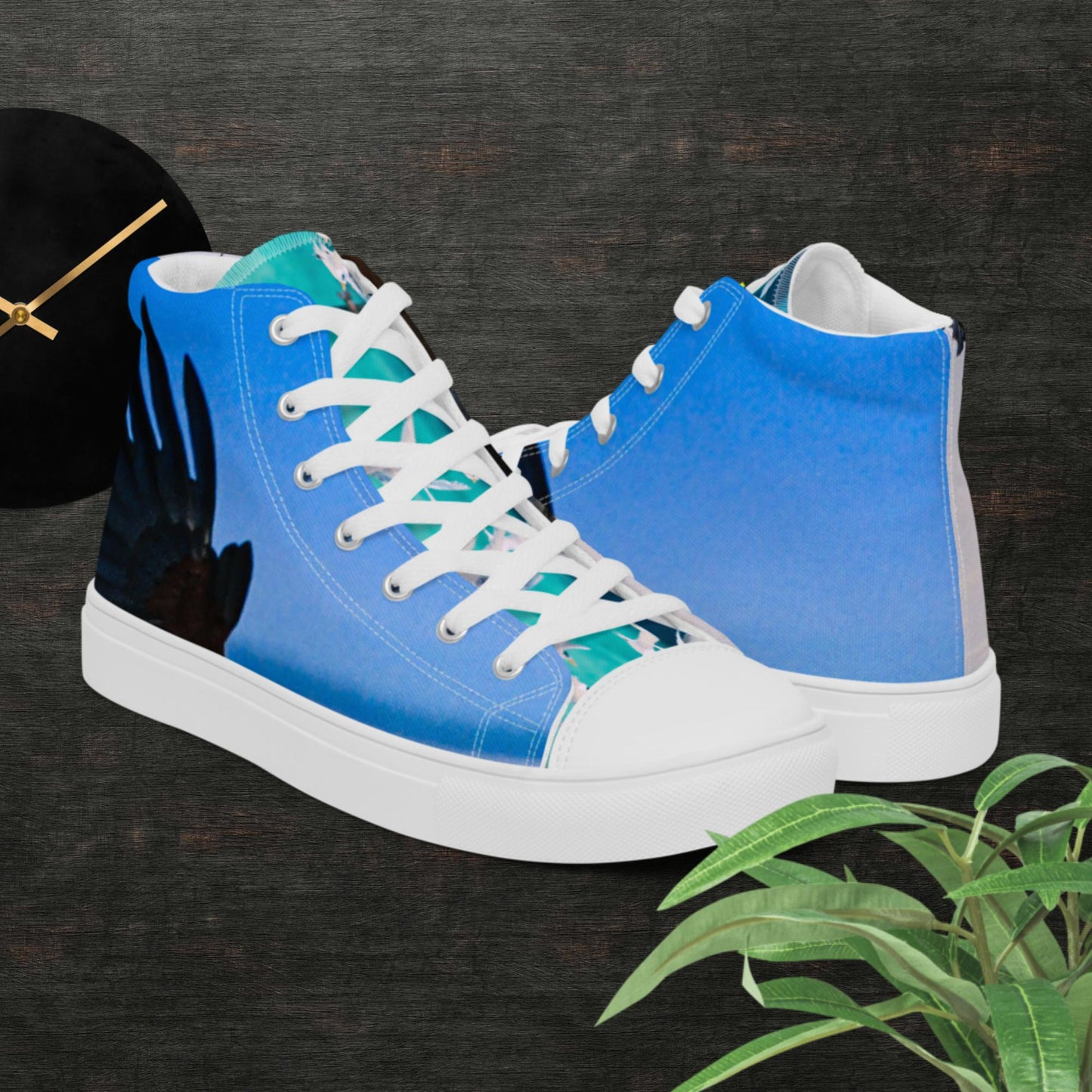 Eagle in Flight Catching it's Prey Fish Lake Bogoria Kenya Africa, Men’s high top canvas shoes