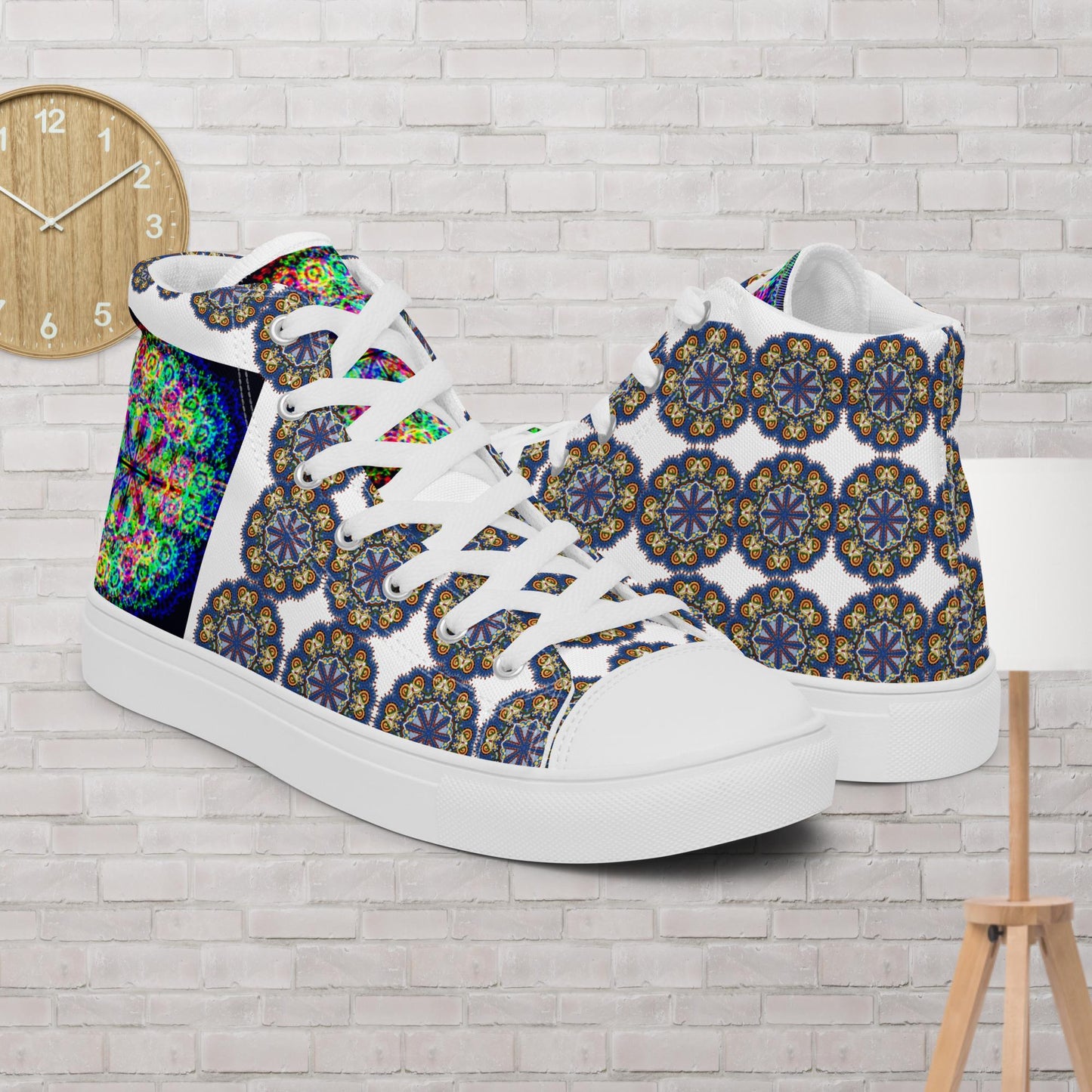Flower of Life Pattern Illustration, Men’s high top canvas shoes