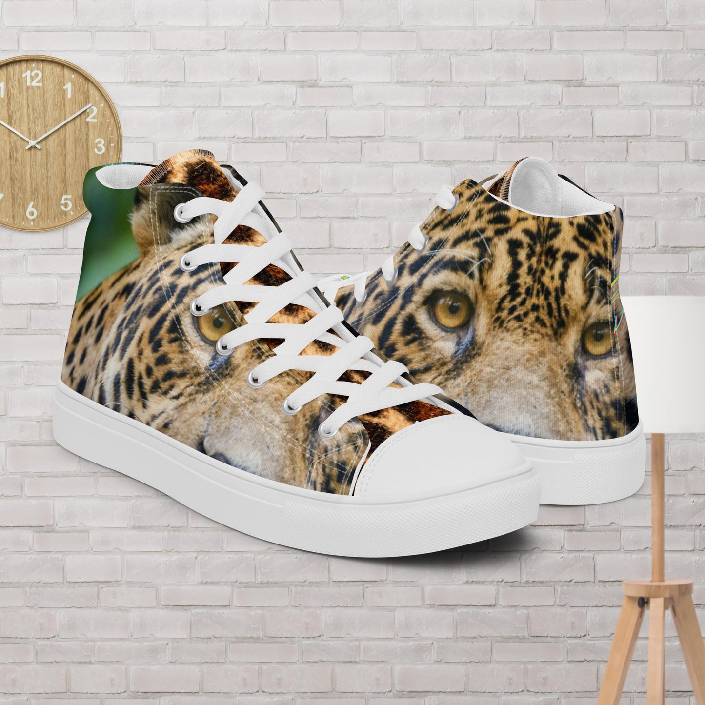 Jaguar Looking, Wetlands, Brazil, Men’s high top canvas shoes