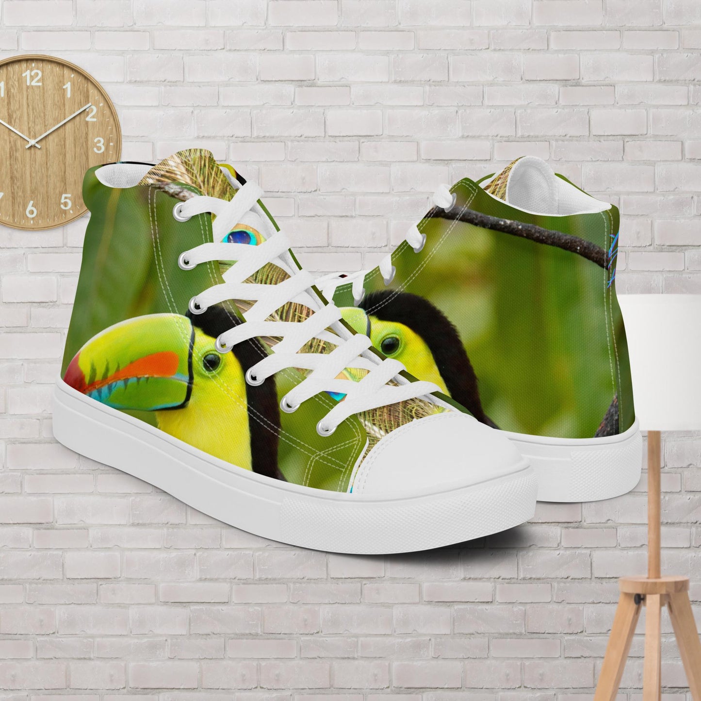 Keel-Billed Toucan, Ramphastos Sulfuratus, Bird Nature, in Central America, Men’s high top canvas shoes