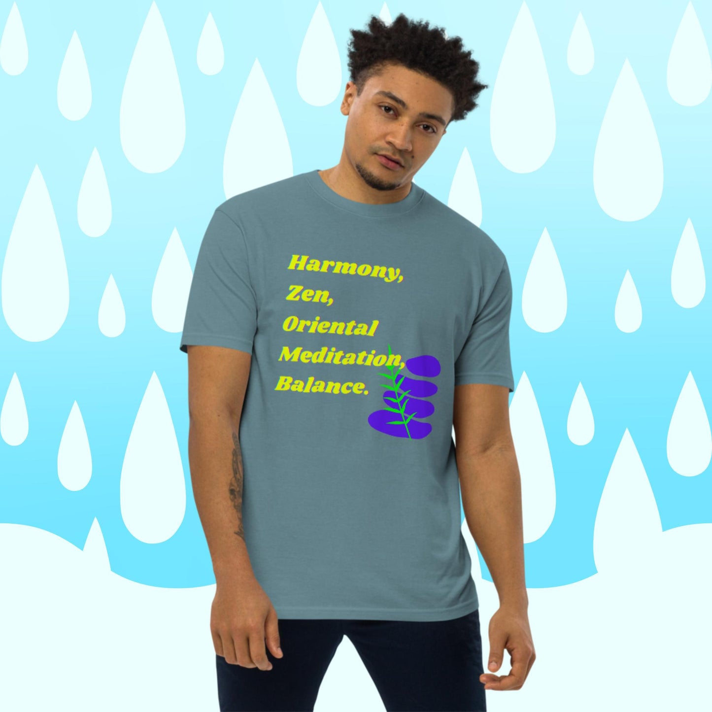 Harmony, Zen, Oriental meditation, Balance, , Men’s premium heavyweight tee