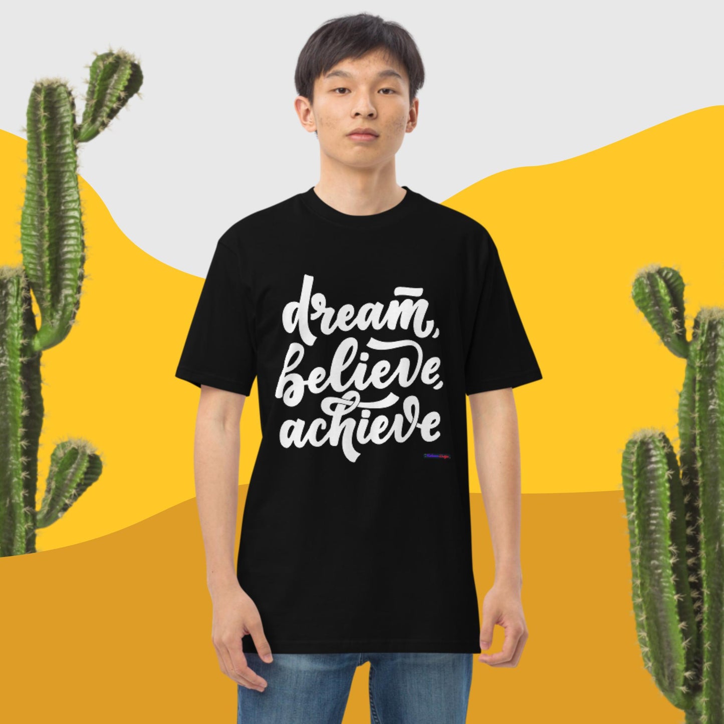 Dream, Believe, Achieve, Men’s premium heavyweight tee
