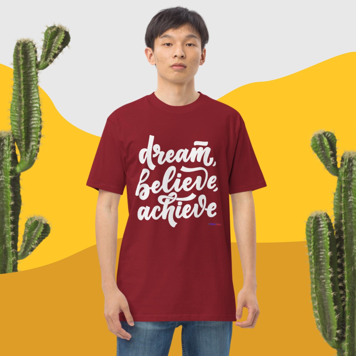 Dream, Believe, Achieve, Men’s premium heavyweight tee