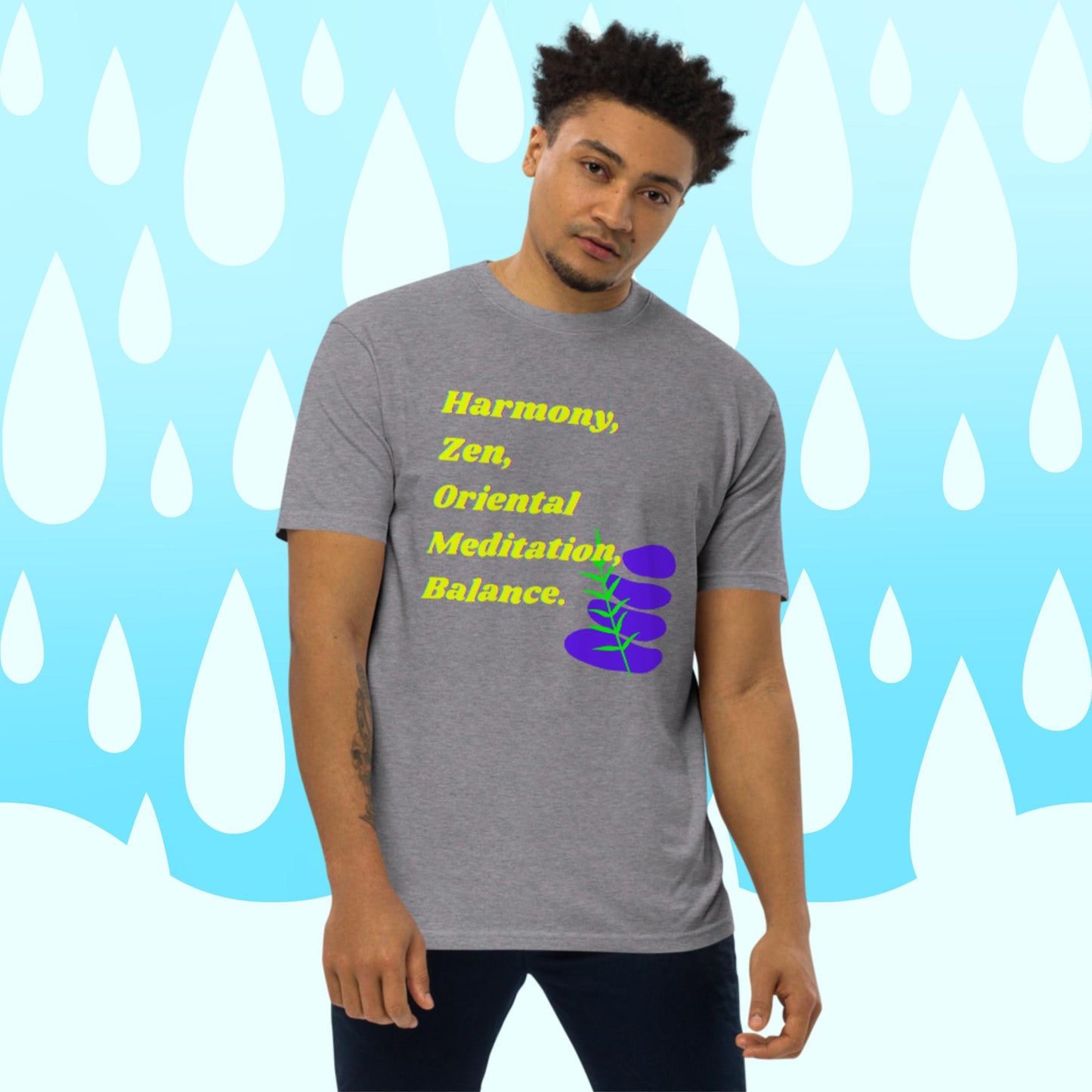 Harmony, Zen, Oriental meditation, Balance, , Men’s premium heavyweight tee
