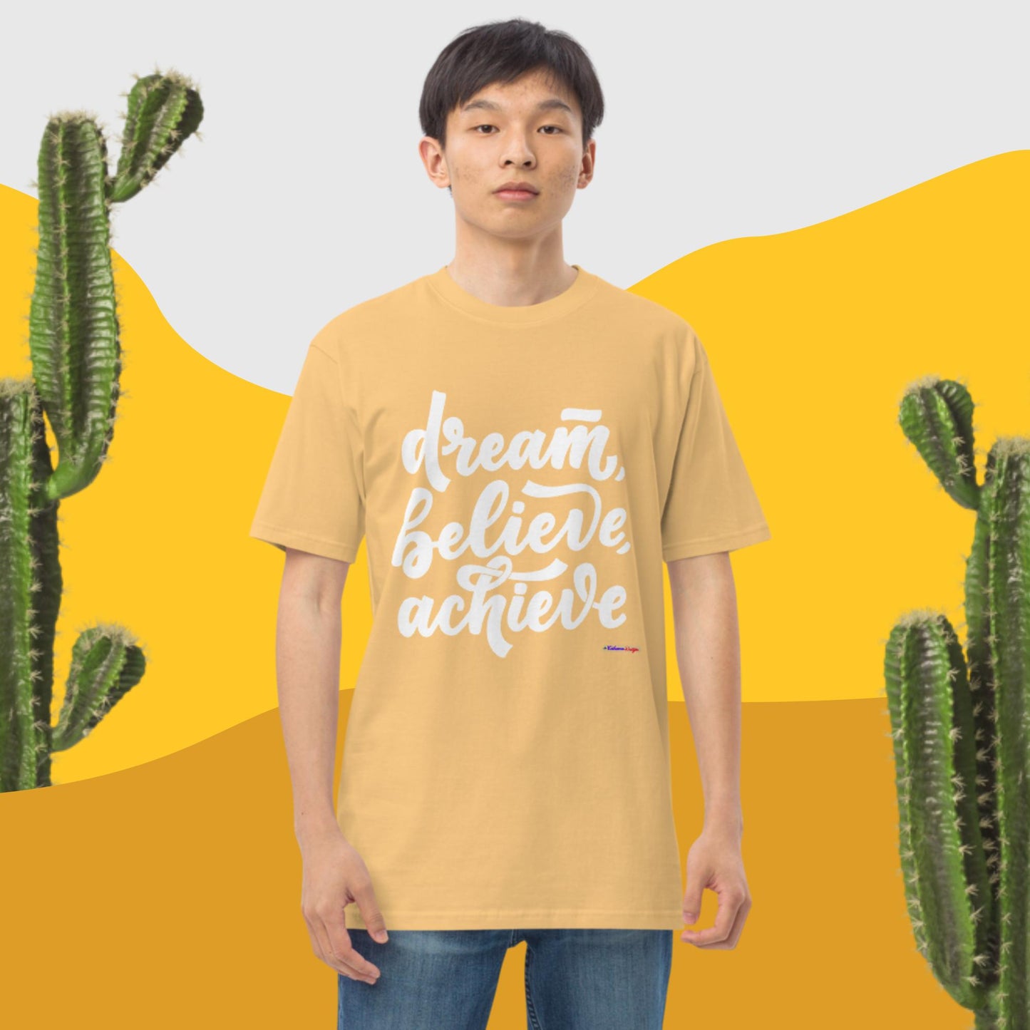 Dream, Believe, Achieve, Men’s premium heavyweight tee
