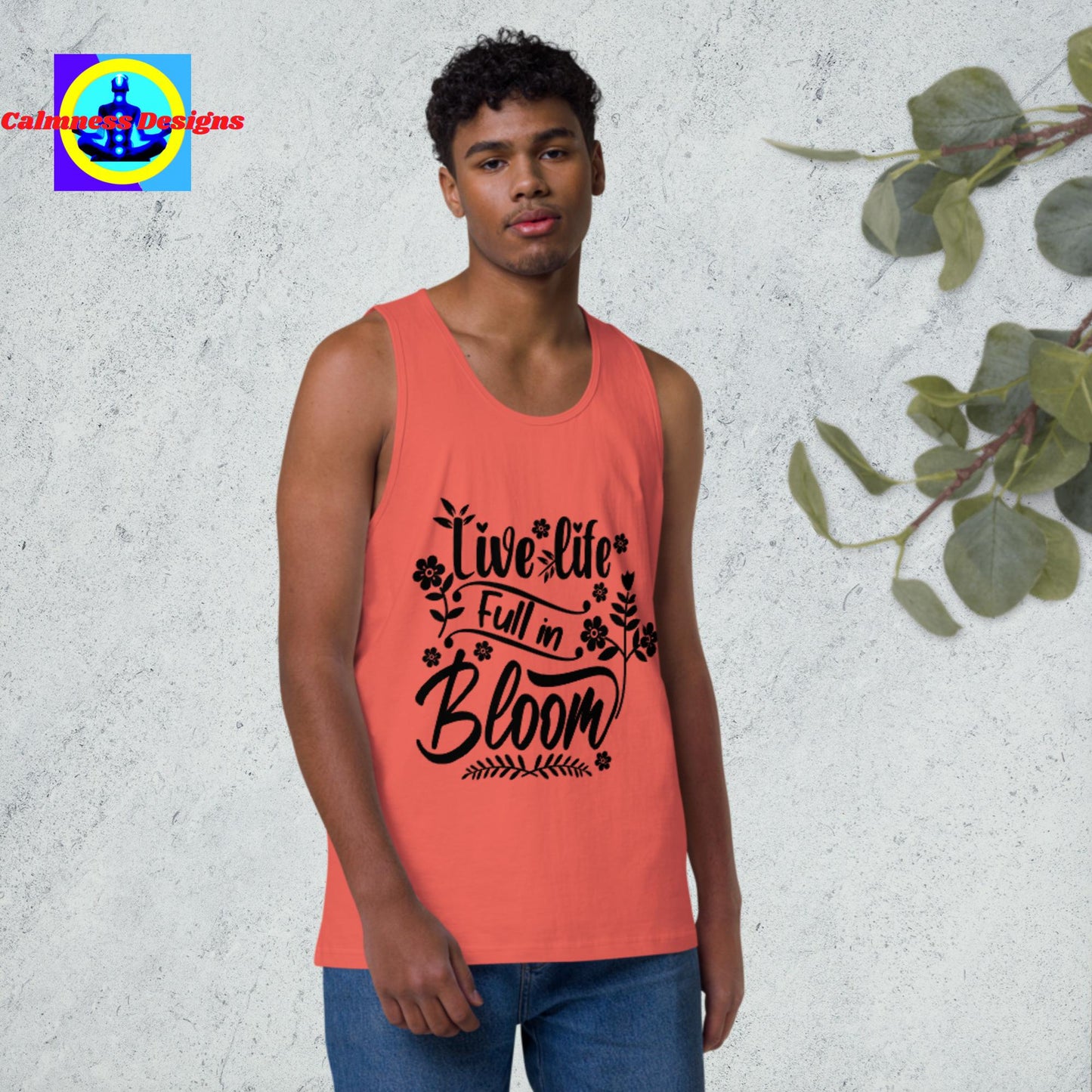 Live Life Full In Bloom, Men’s premium tank top