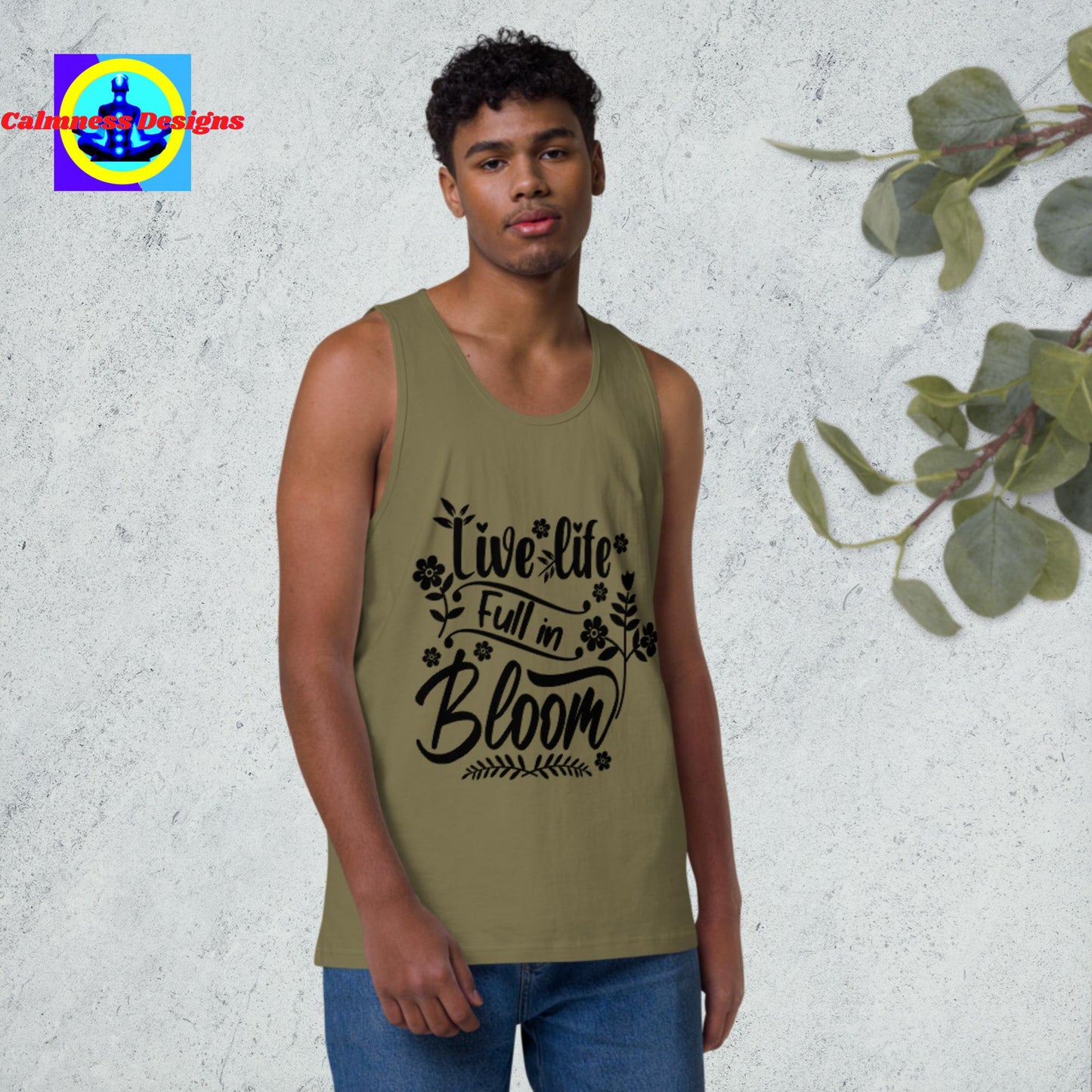 Live Life Full In Bloom, Men’s premium tank top