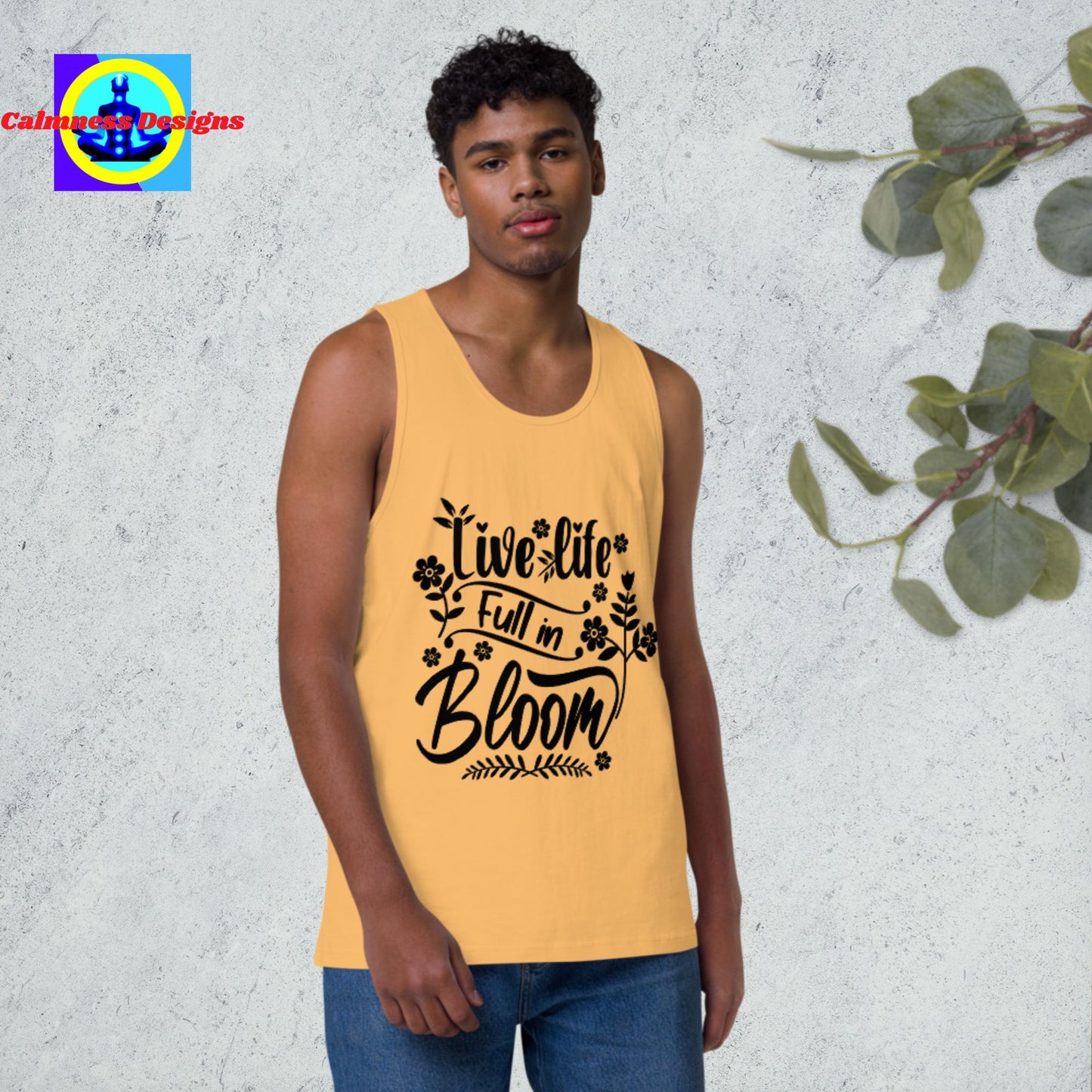 Live Life Full In Bloom, Men’s premium tank top