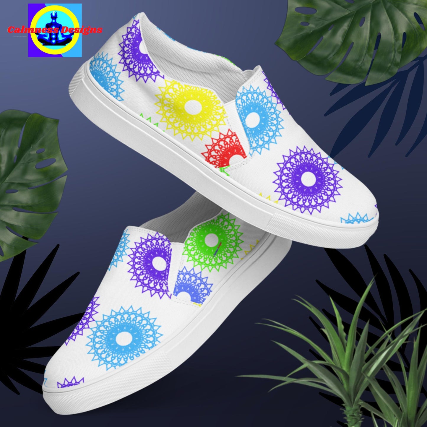 Mandala Round Objects, Men’s slip-on canvas shoes