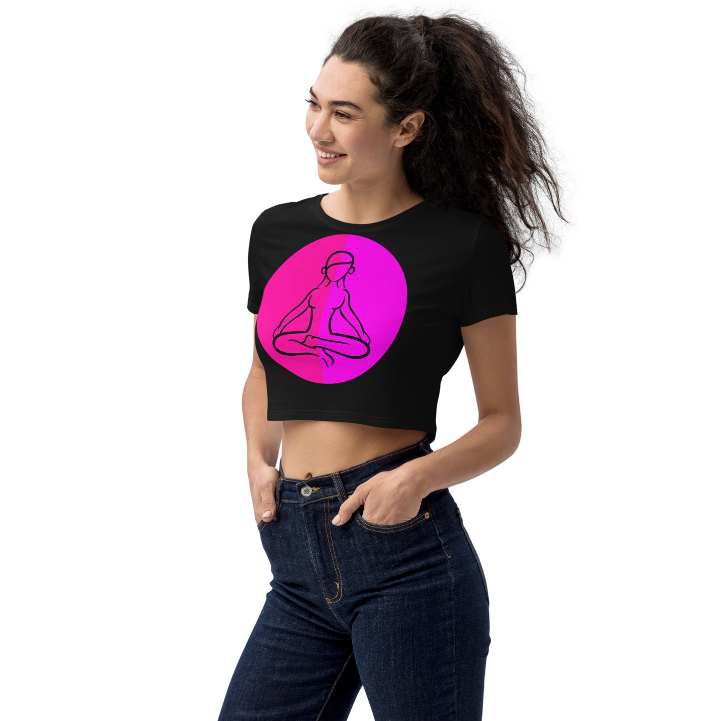 Lotus Pose Icon, Organic Crop Top