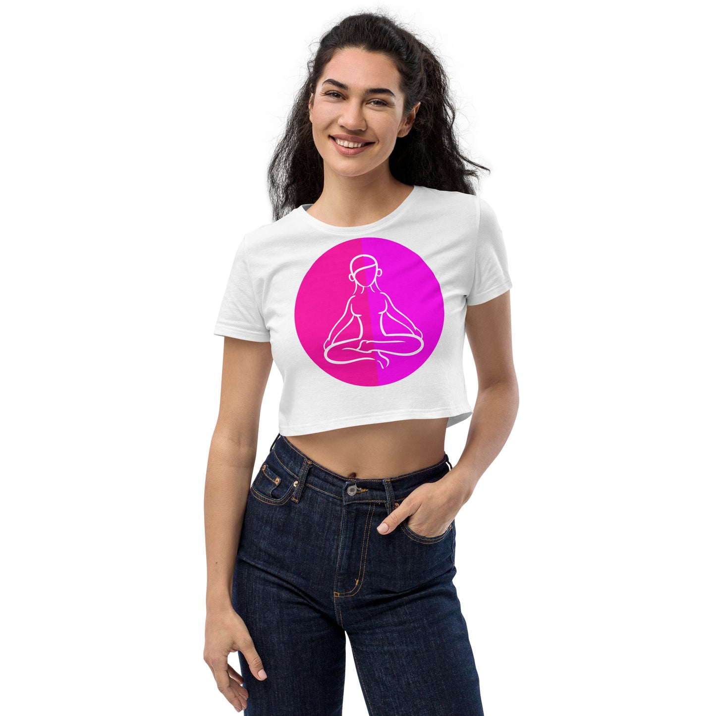 Lotus Pose Icon, Organic Crop Top
