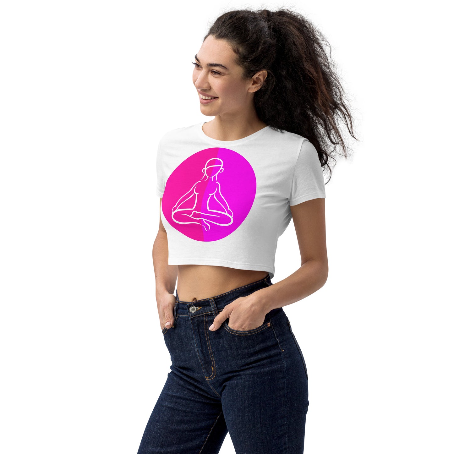 Lotus Pose Icon, Organic Crop Top
