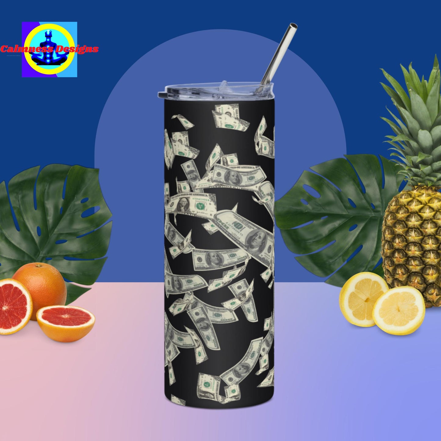Floral Pattern Background, Stainless steel tumbler
