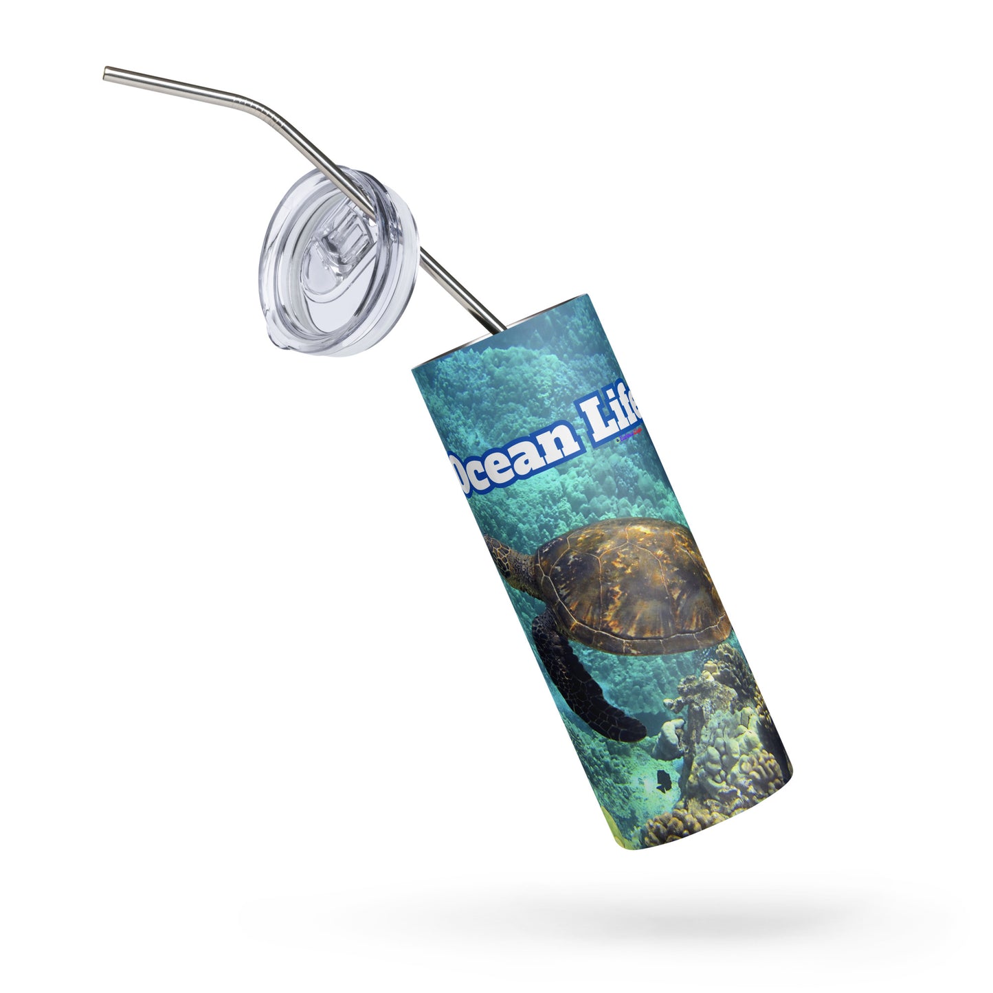 Turtle in Ocean, Life, Stainless steel tumbler