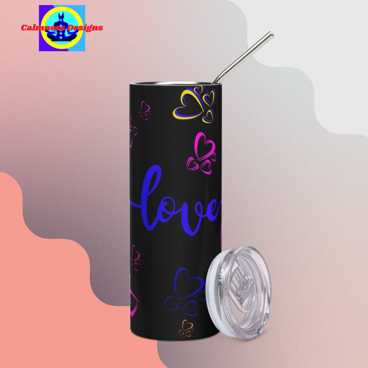 Love, Arrow, Hearts, Stainless steel tumbler