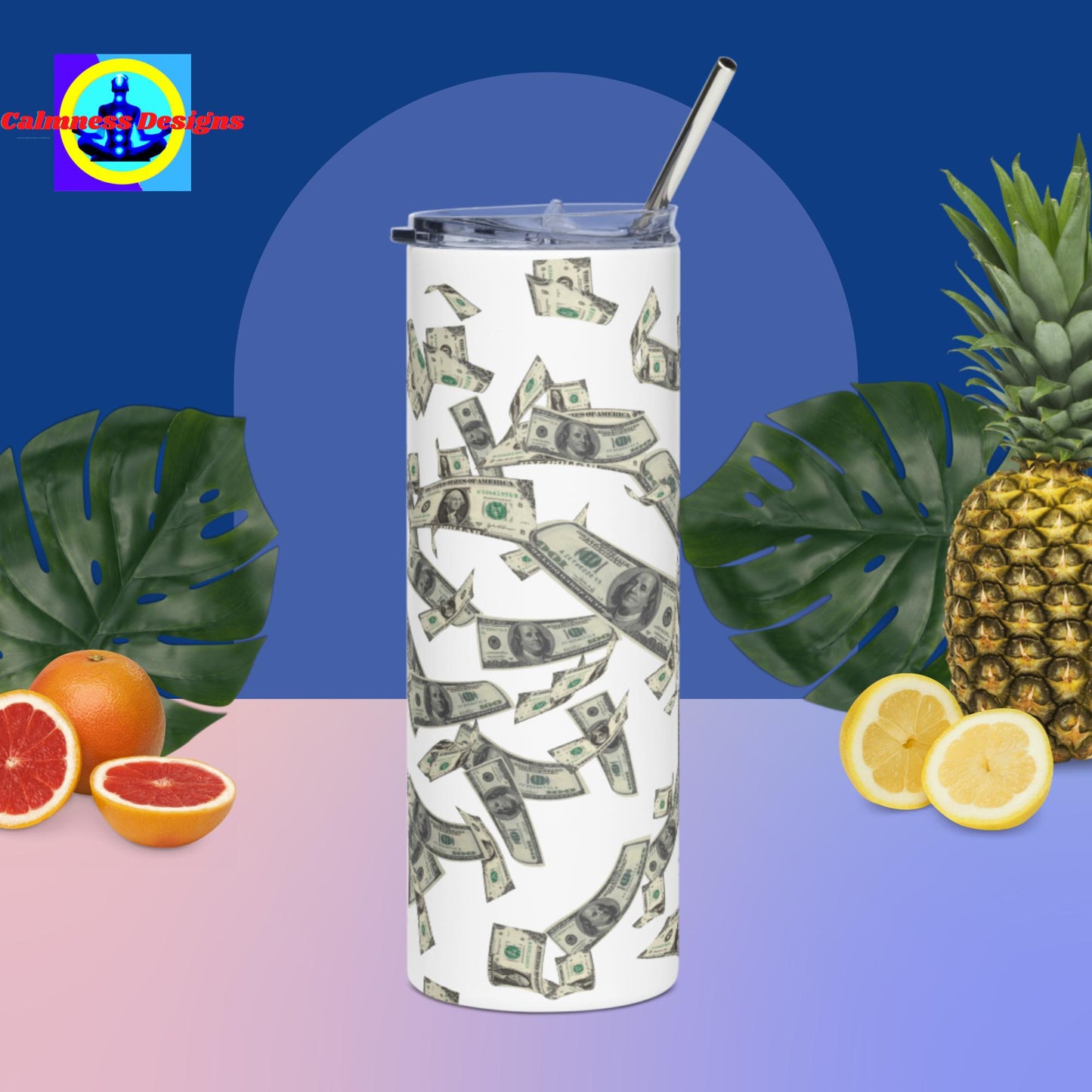 Floral Pattern Background, Stainless steel tumbler