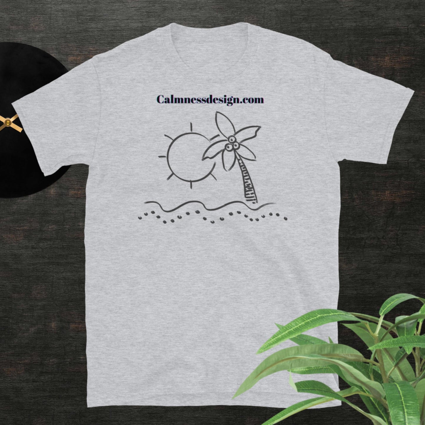 Calmnessdesign.com, Ocean Sea Wave, Tropical Coconut Tree, and Sunshine Short-Sleeve Unisex T-Shirt