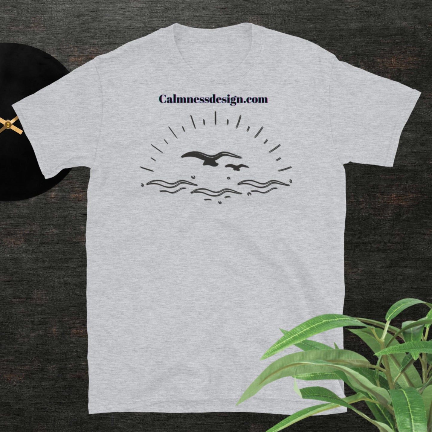 Calmnessdesign.com, Ocean Sea Wave With Birds, Short-Sleeve Unisex T-Shirt
