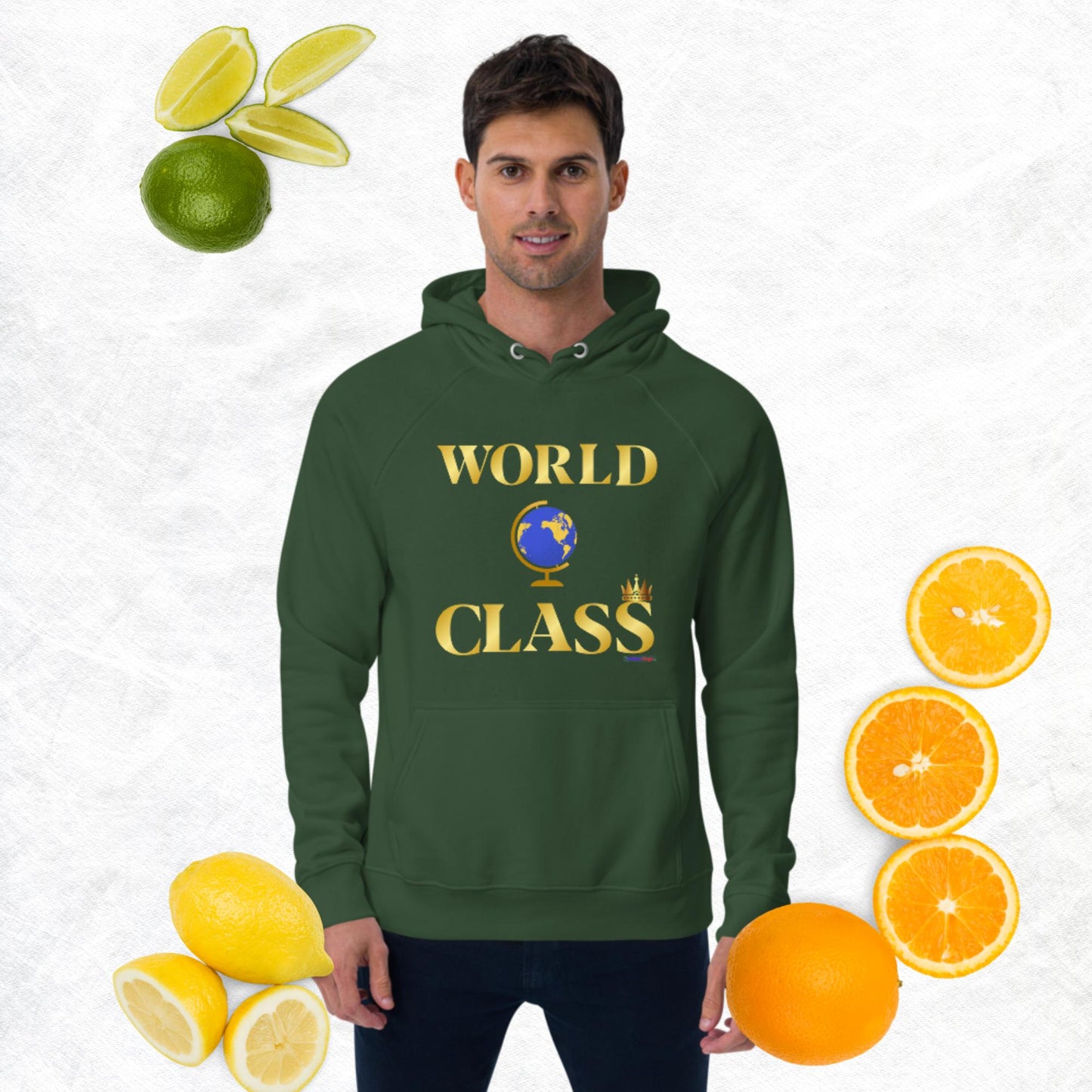 World Class, Golden, Croowns, Tropies, Number 1, Unisex eco raglan hoodie