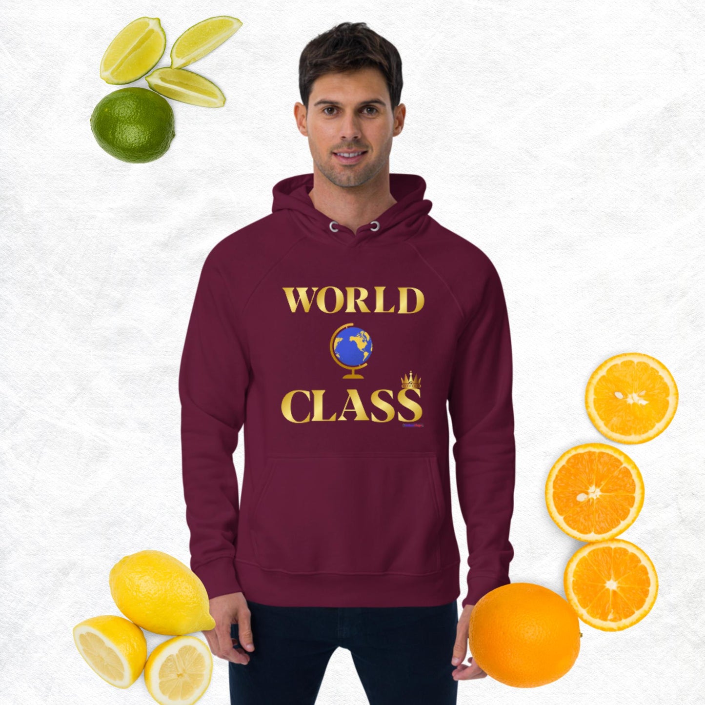 World Class, Golden, Croowns, Tropies, Number 1, Unisex eco raglan hoodie