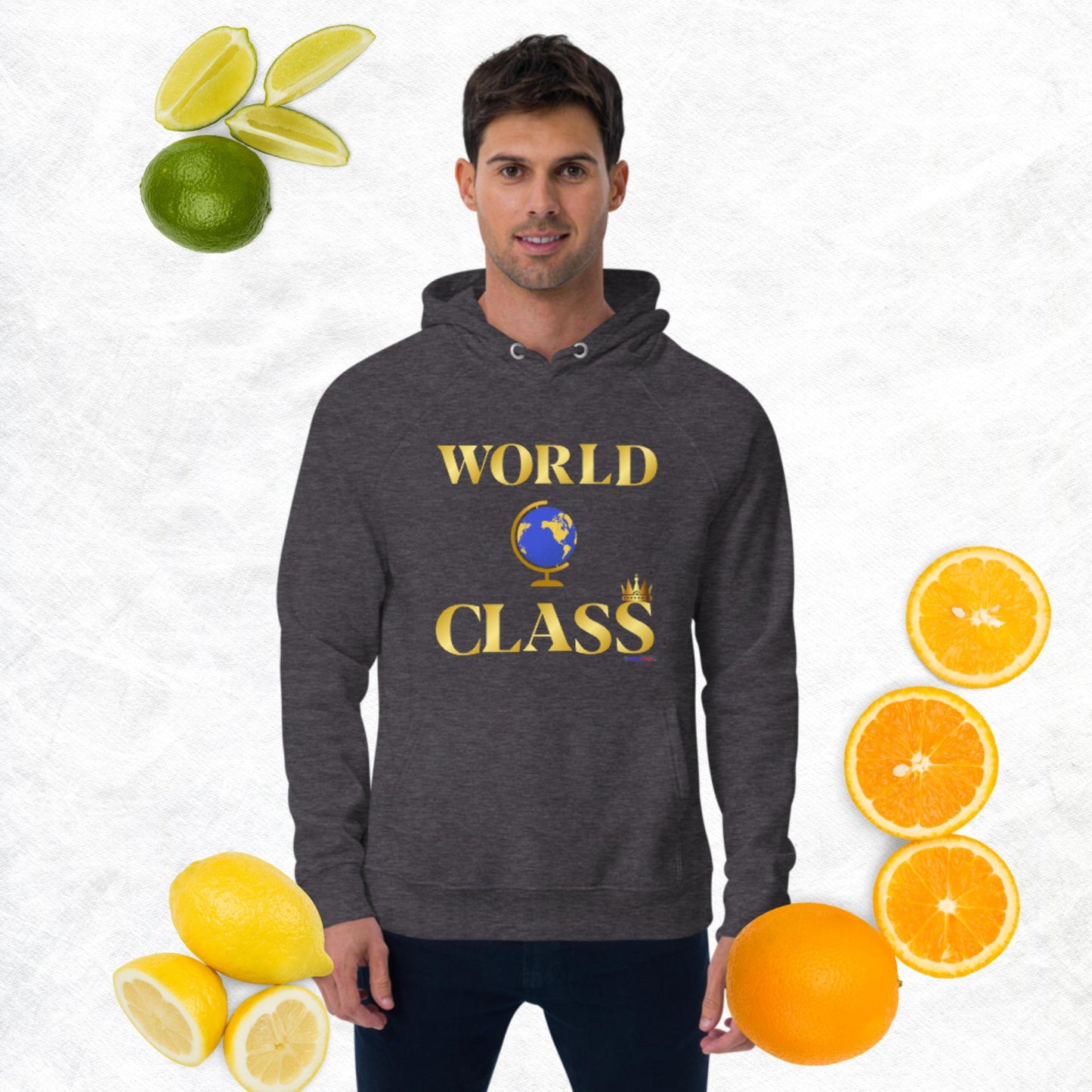 World Class, Golden, Croowns, Tropies, Number 1, Unisex eco raglan hoodie