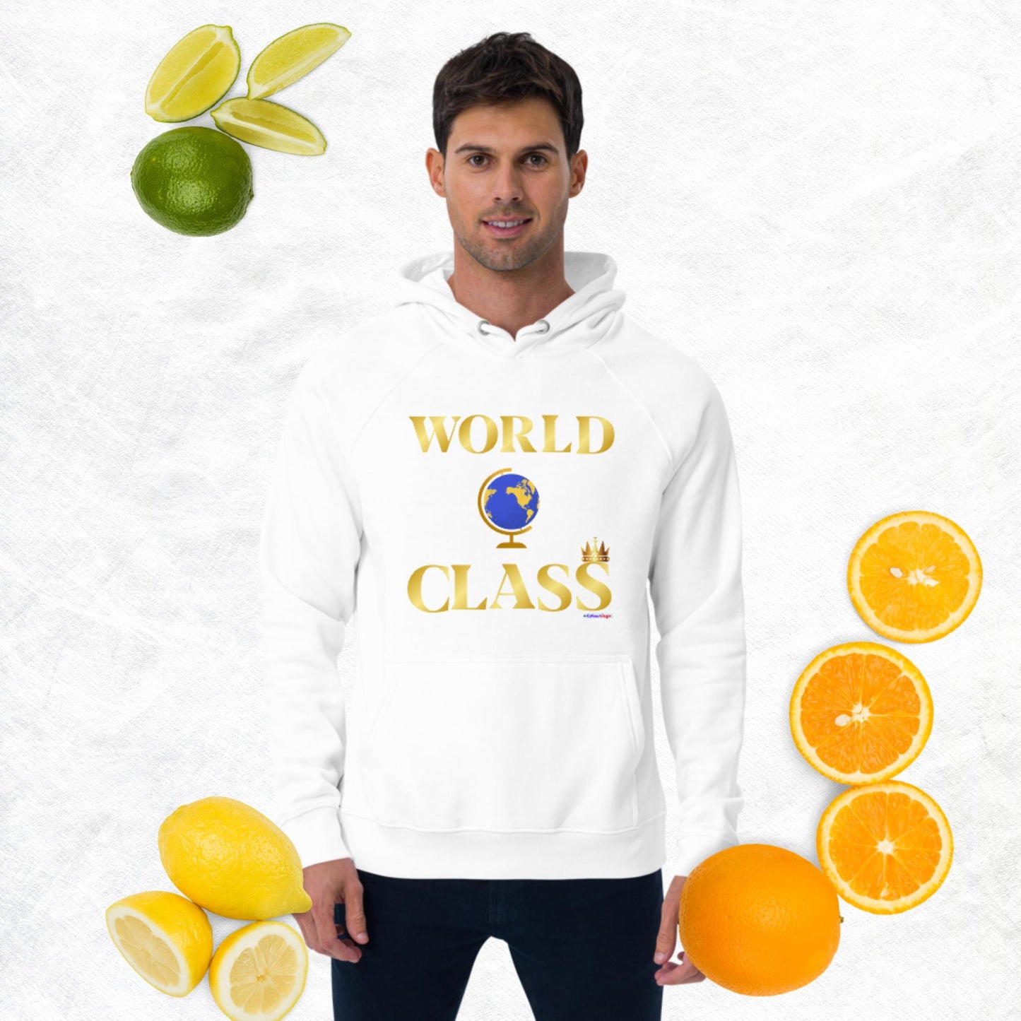 World Class, Golden, Croowns, Tropies, Number 1, Unisex eco raglan hoodie